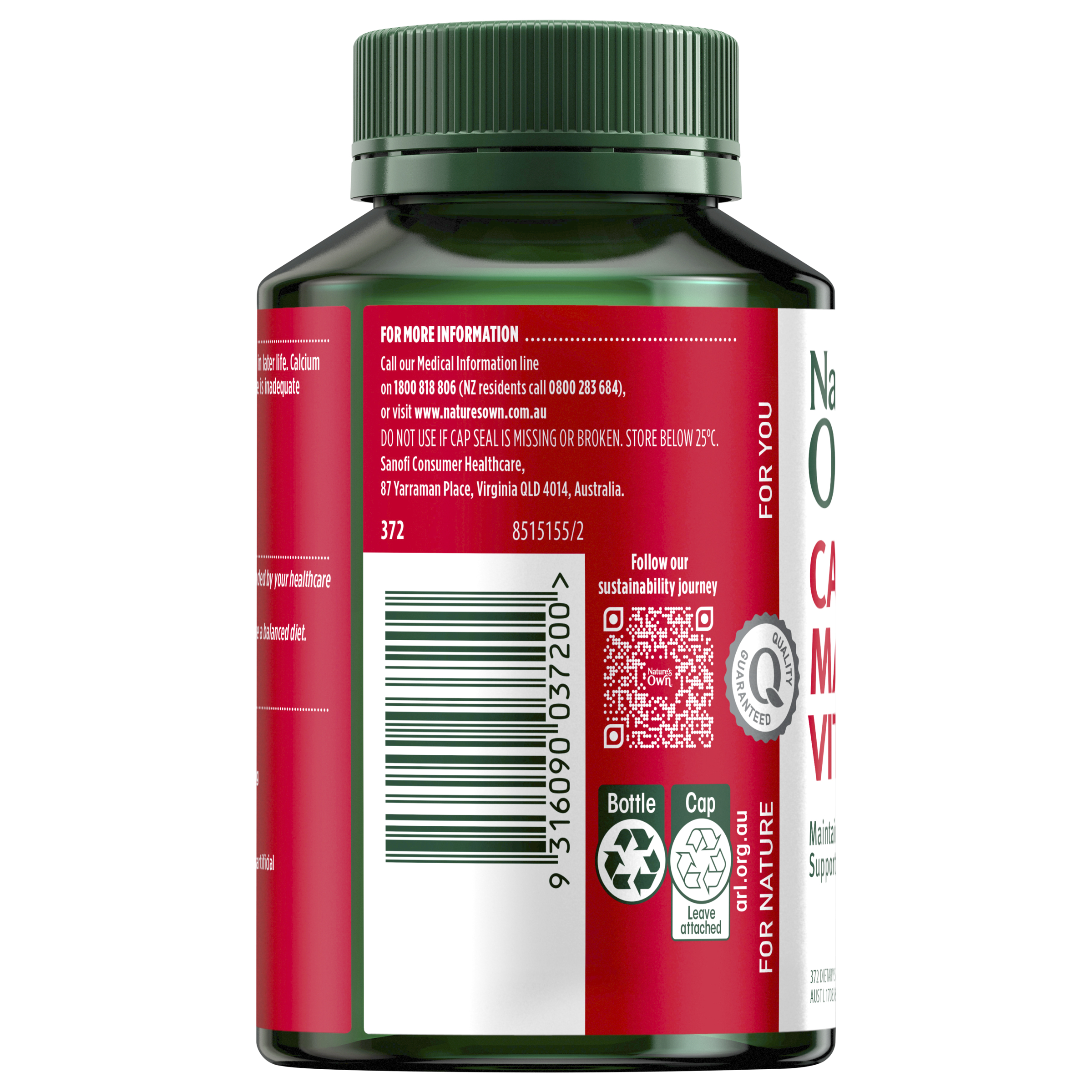 Nature's Own Calcium Magnesium & Vitamin D3 - 120 tablets - Image 3
