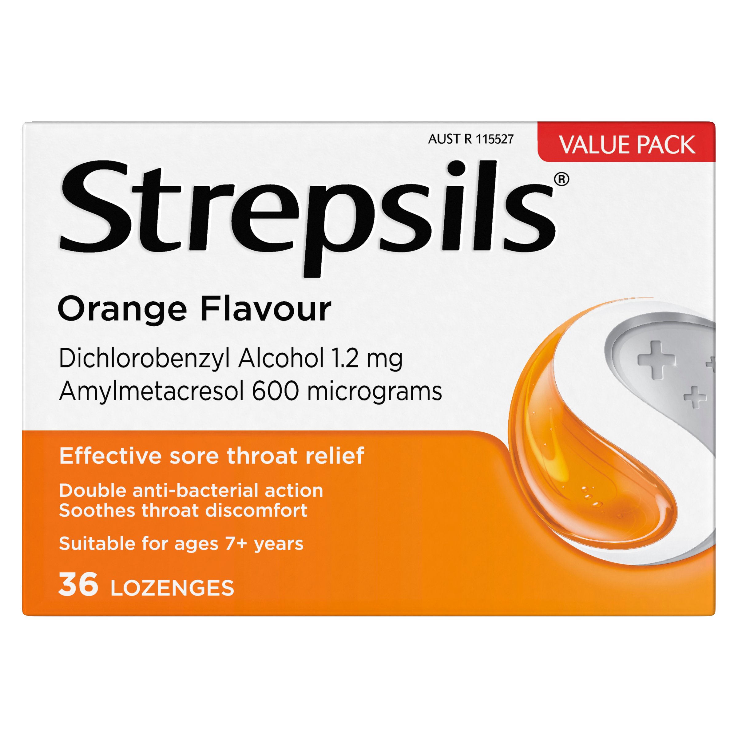 Strepsils Orange Double Antibacterial Action 36 lozenges - Image 1