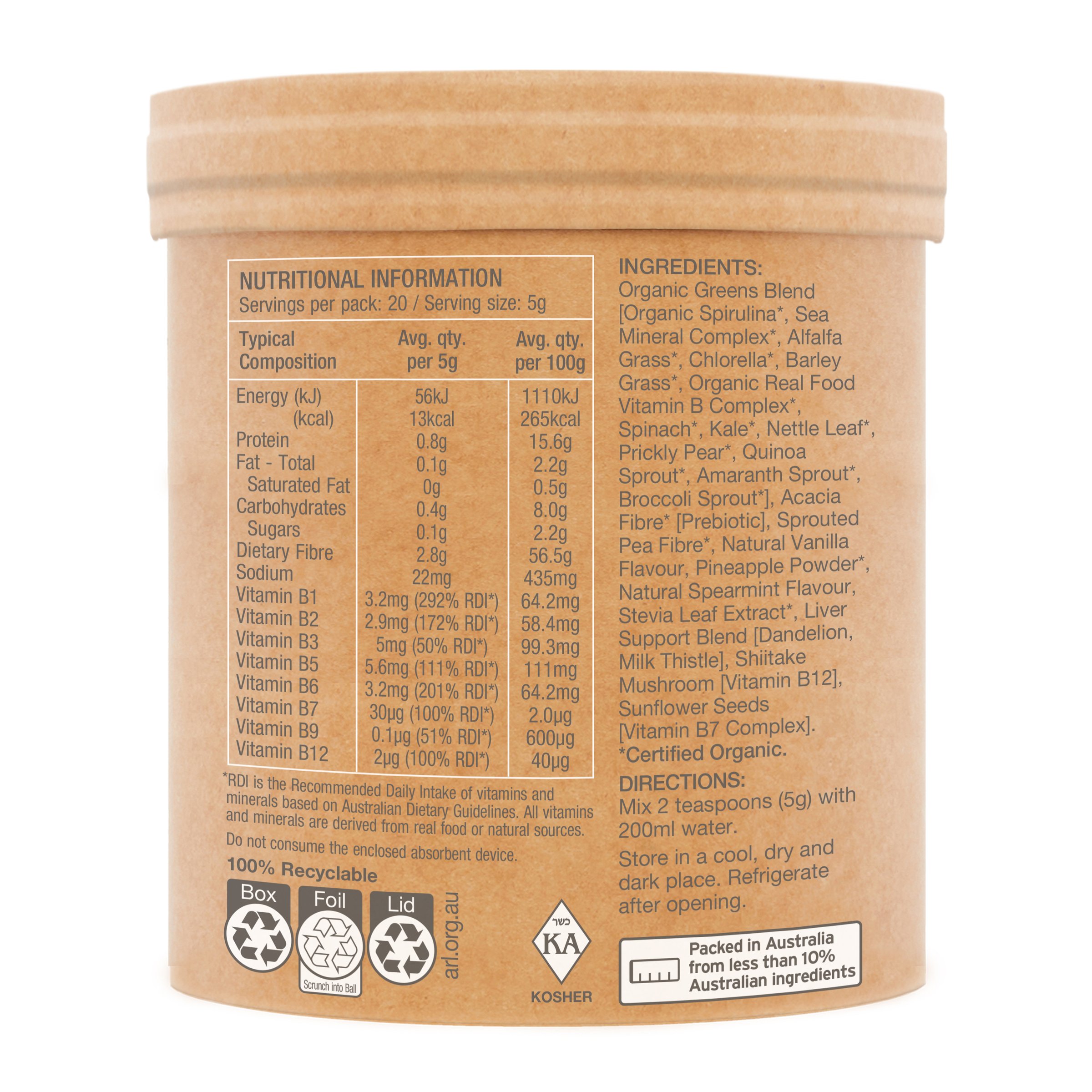 Amazonia Raw Real Food Nutrients Organic Greens 100g - Image 2