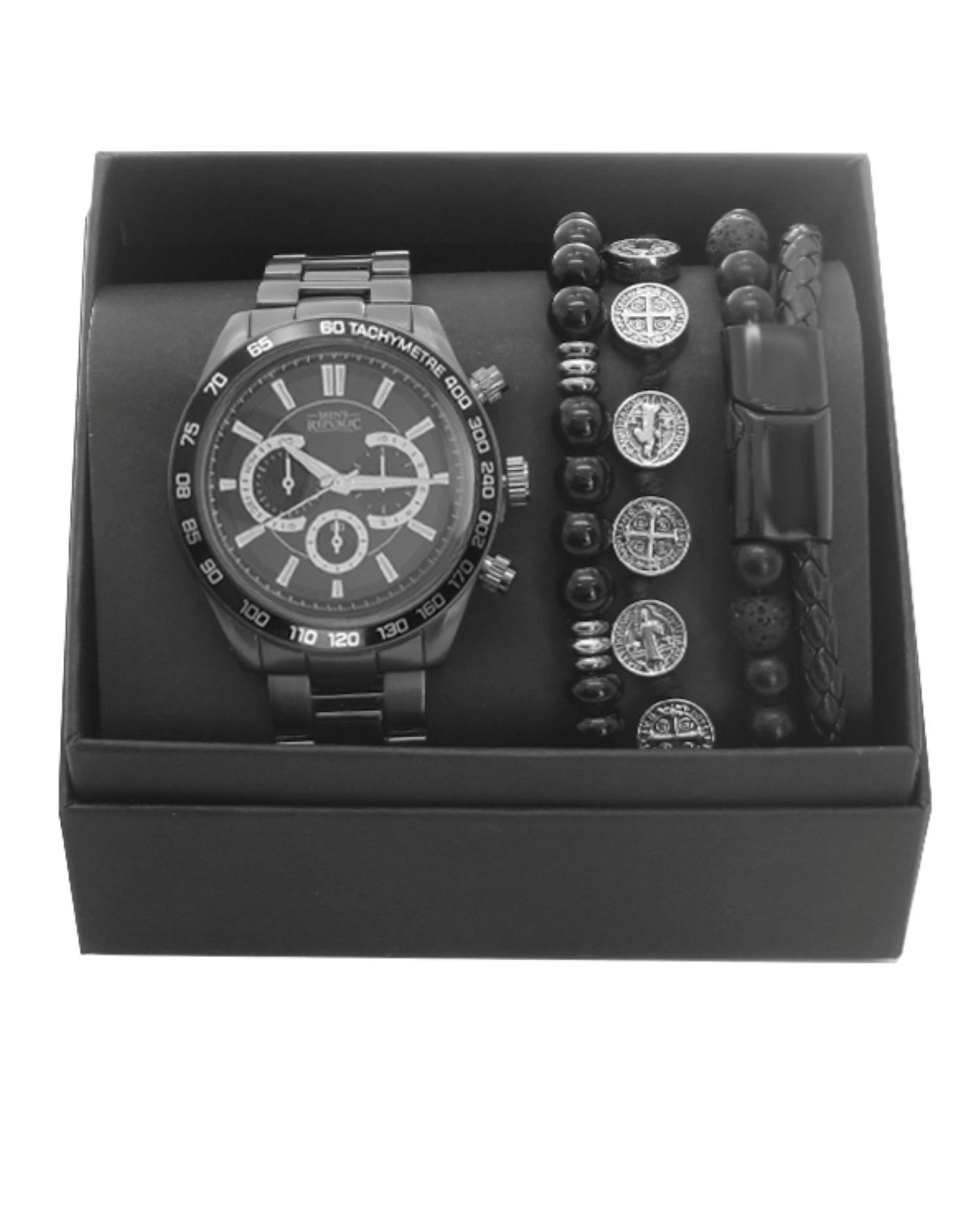 Men's Republic Watch Set With Bracelets Gun Metal 4 piece - Image 1