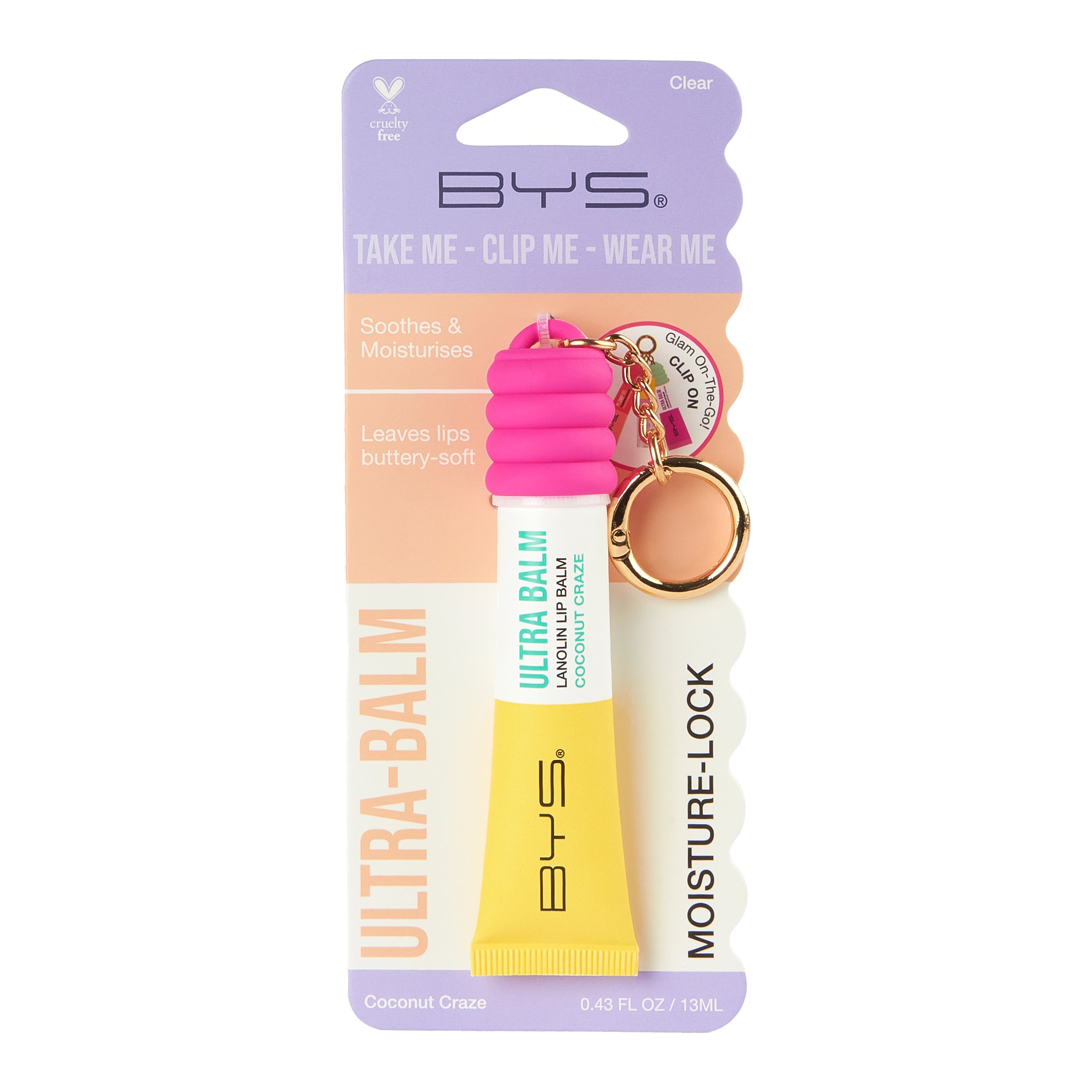 BYS Lip Balm Ultra With Lanolin & Wearable Keyring Coconut Craze 13ml - Image 1