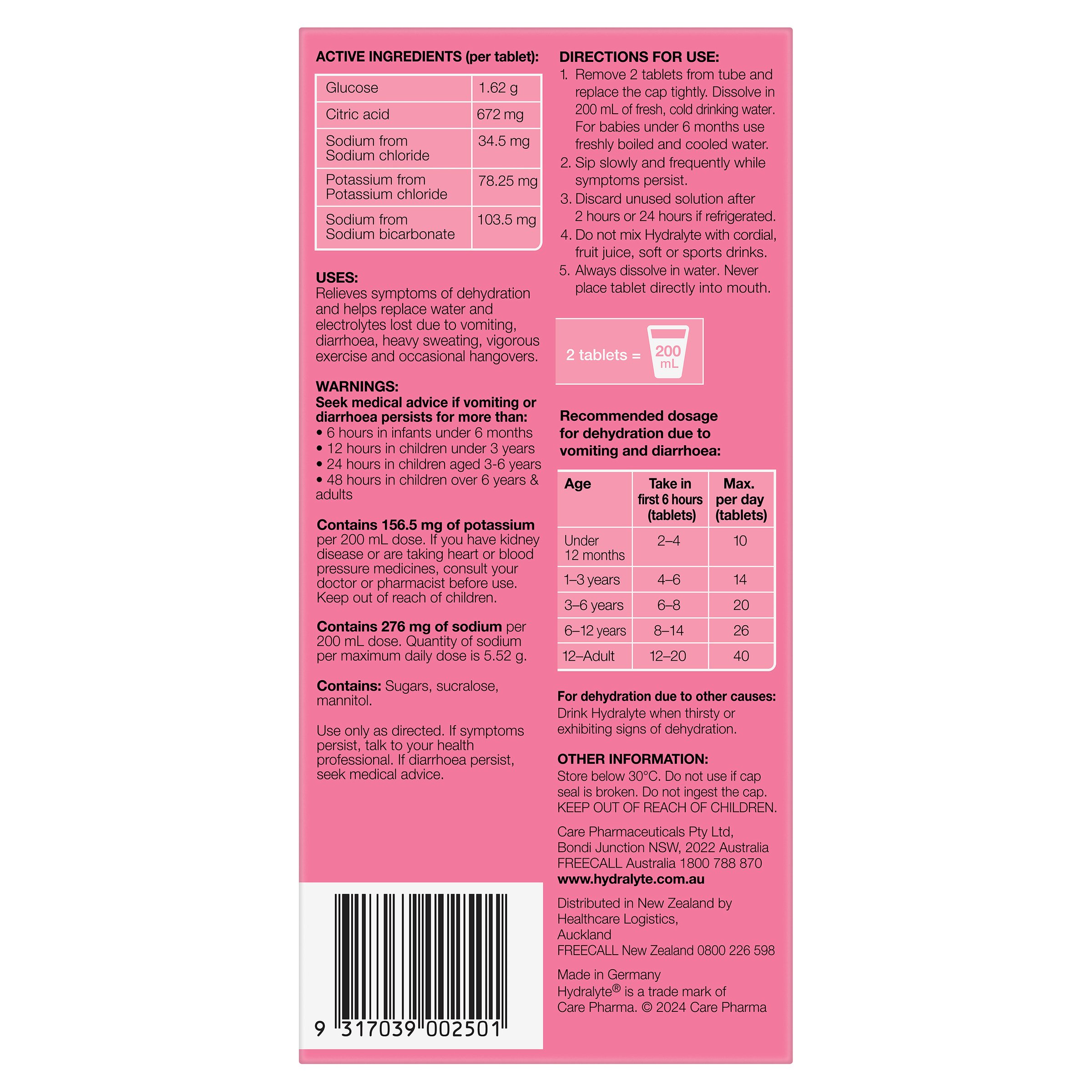 Hydralyte Effervescent Watermelon Burst 40 tablets - Image 2