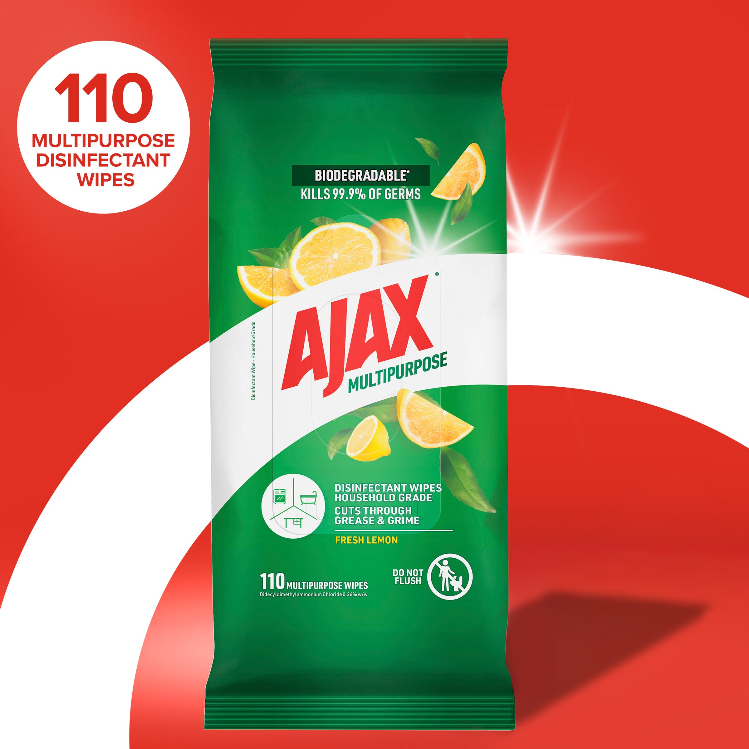 Ajax Antibac Lemon Wipes Misc 110pack - Image 4