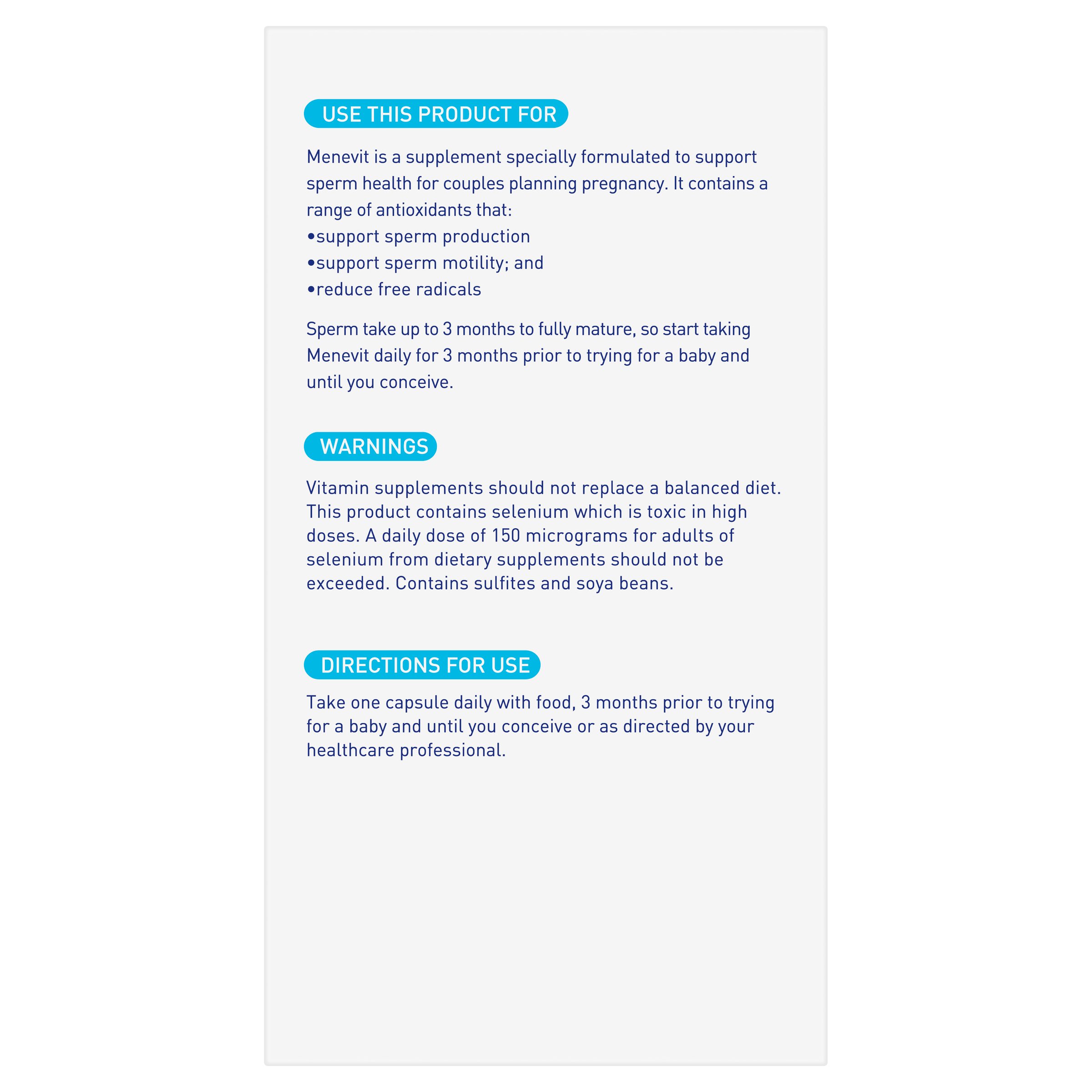 Menevit Pre-Conception & Sprem Health 90 capsules - Image 2