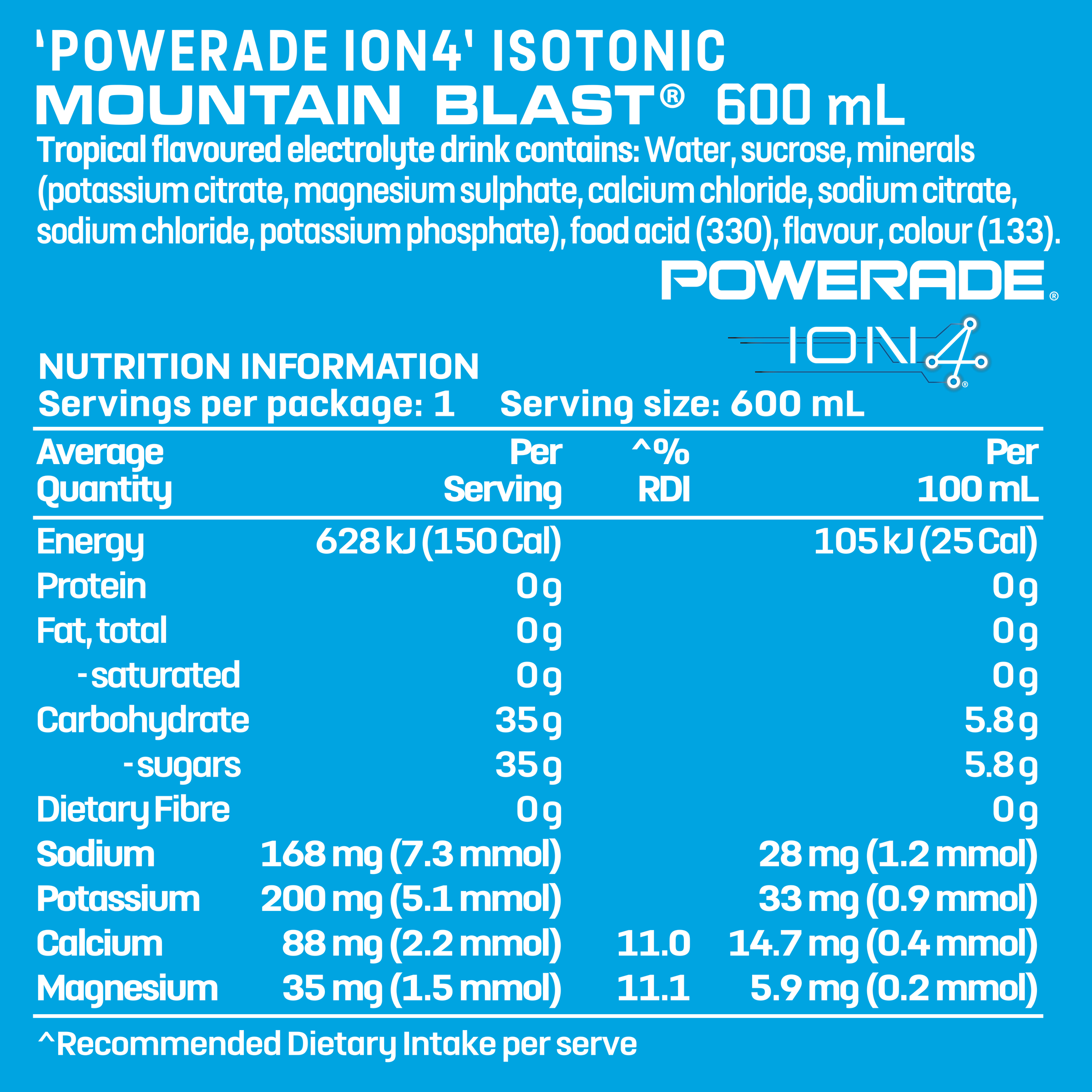 Powerade Isotonic Mountain Blast 600ml - Image 2