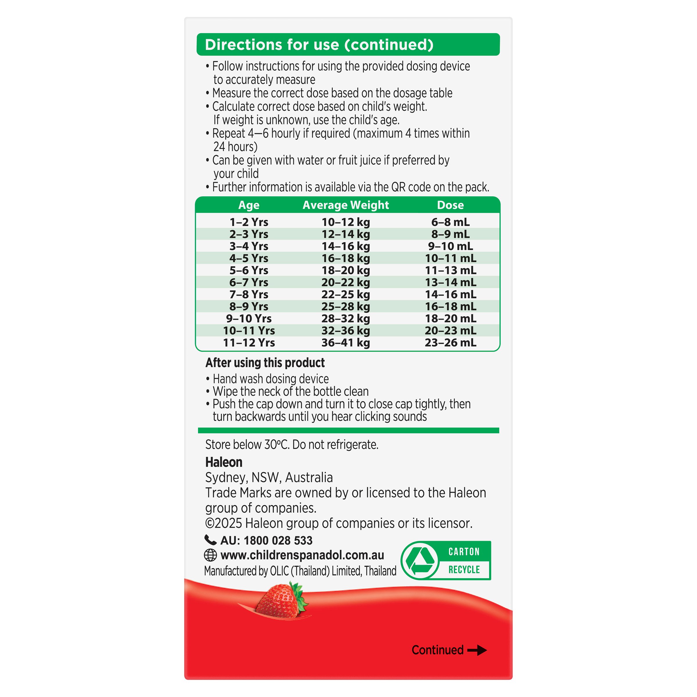 Panadol Children 1-5 Years Colourfree Suspension Strawberry Flavour 200ml - Image 2