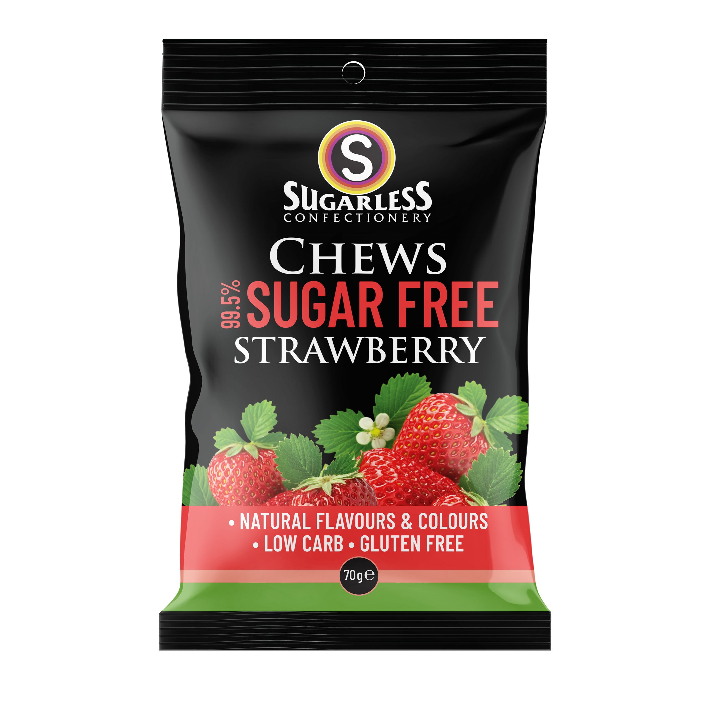 Sugarless Chews Strawberry 70g - Image 1