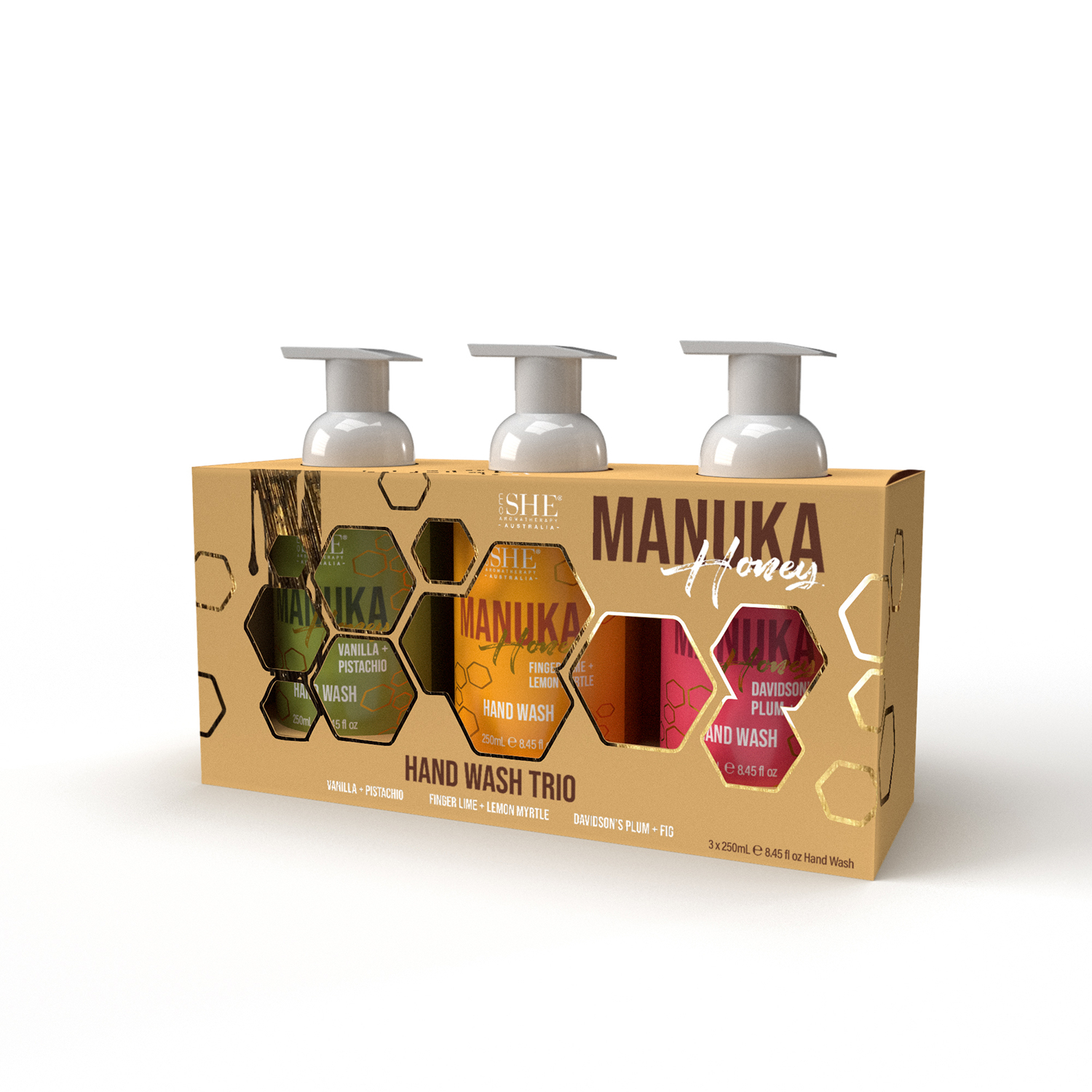 She Aromatherapy Manuka Honey Foaming Hand Wash Collection 3 piece