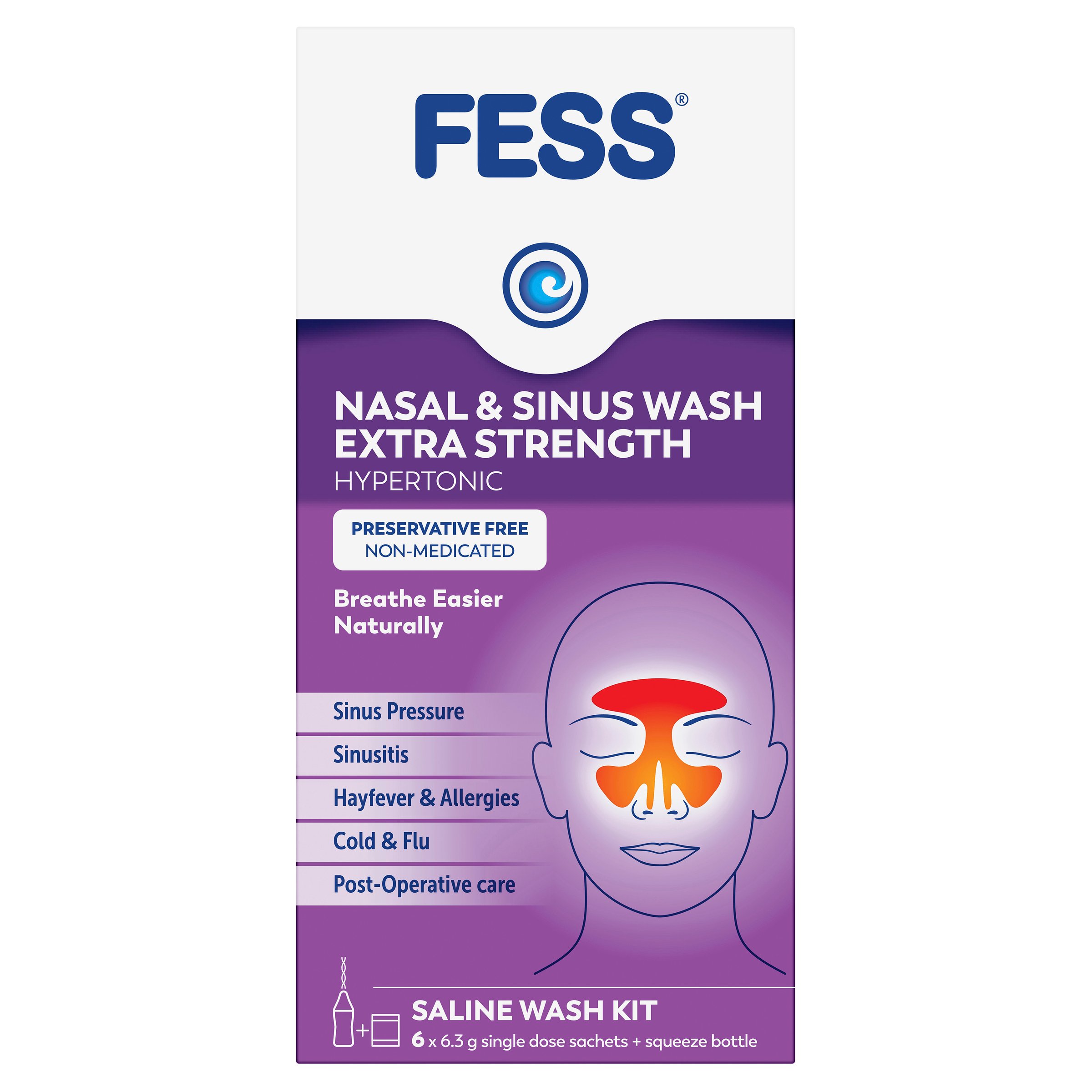 Fess Nasal & Sinus Wash Kit With 6 Extra Strength Refill Sachets 1 kit - Image 1