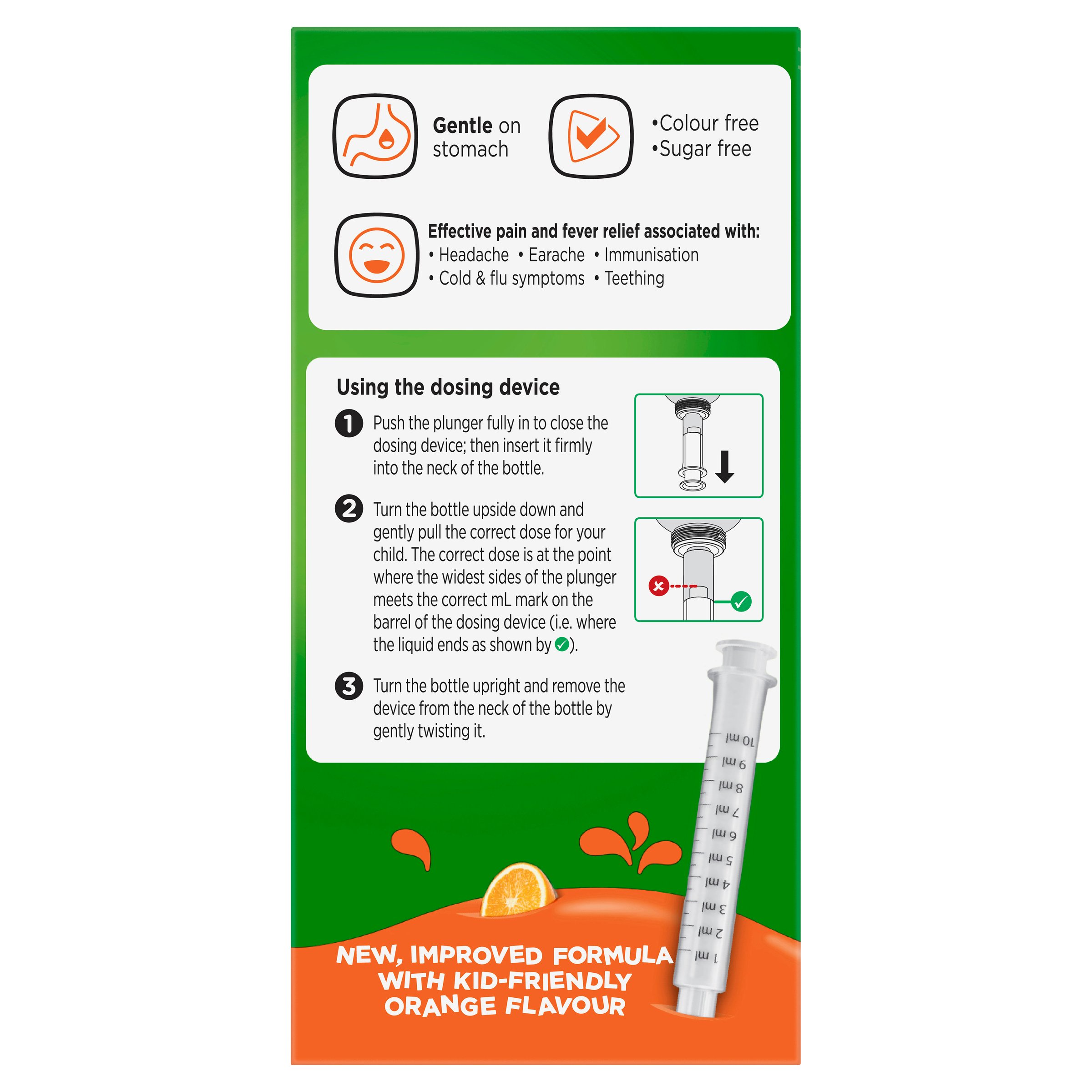 Panadol Children 1-5 Years Colourfree Suspension Orange Flavour 100ml - Image 3