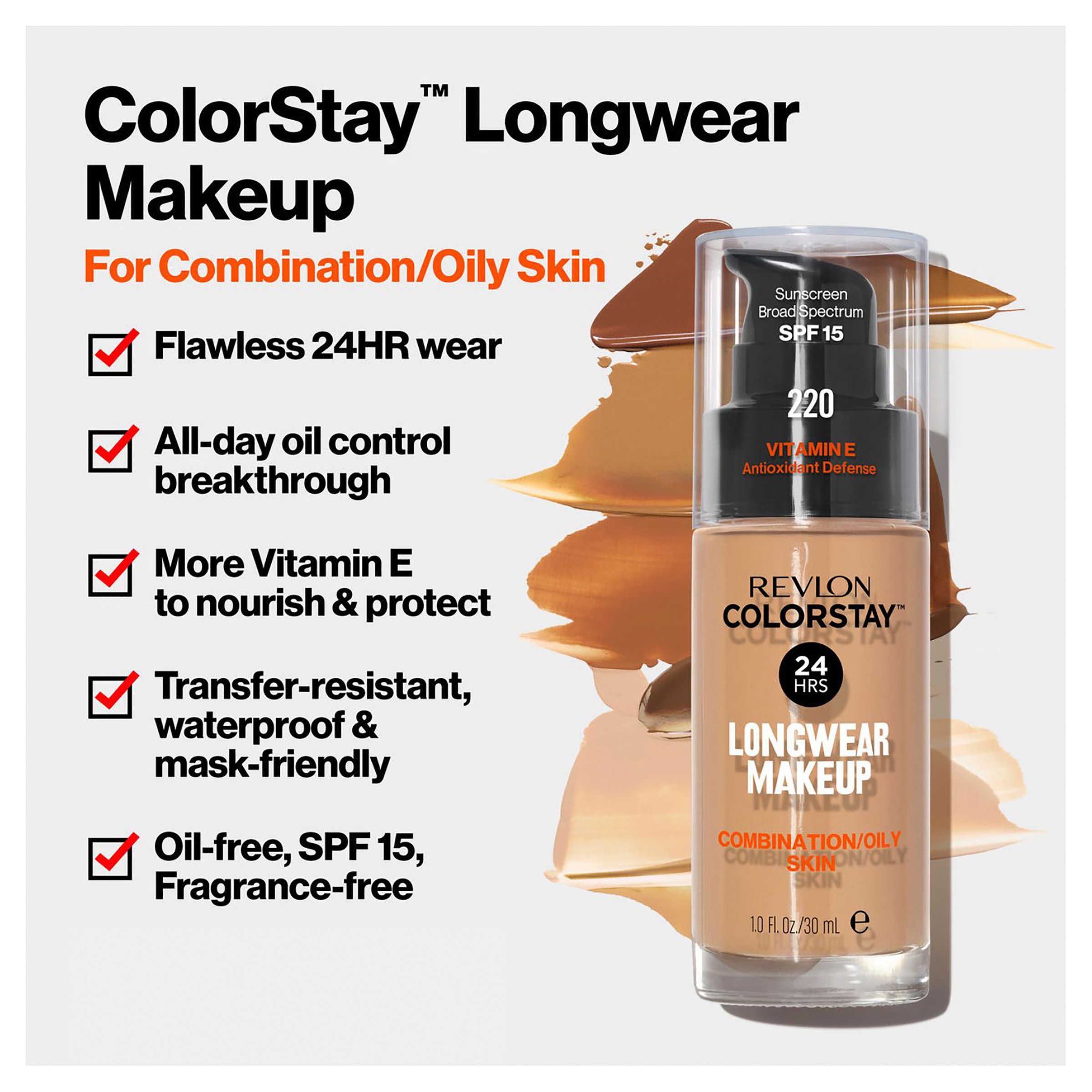 Revlon ColorStay Foundation With Skincare Combination/Oily Toast 1 each - Image 3