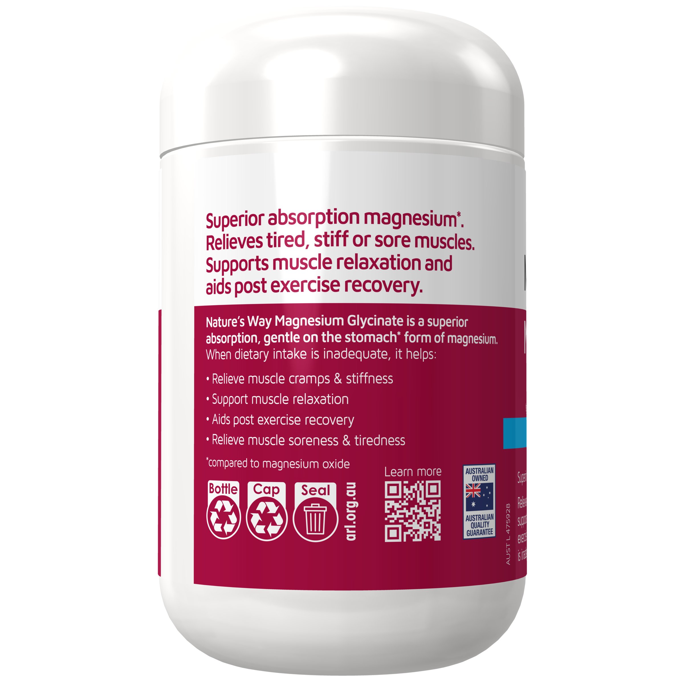 Nature's Way Magnesium Glycinate 130 tablets - Image 2