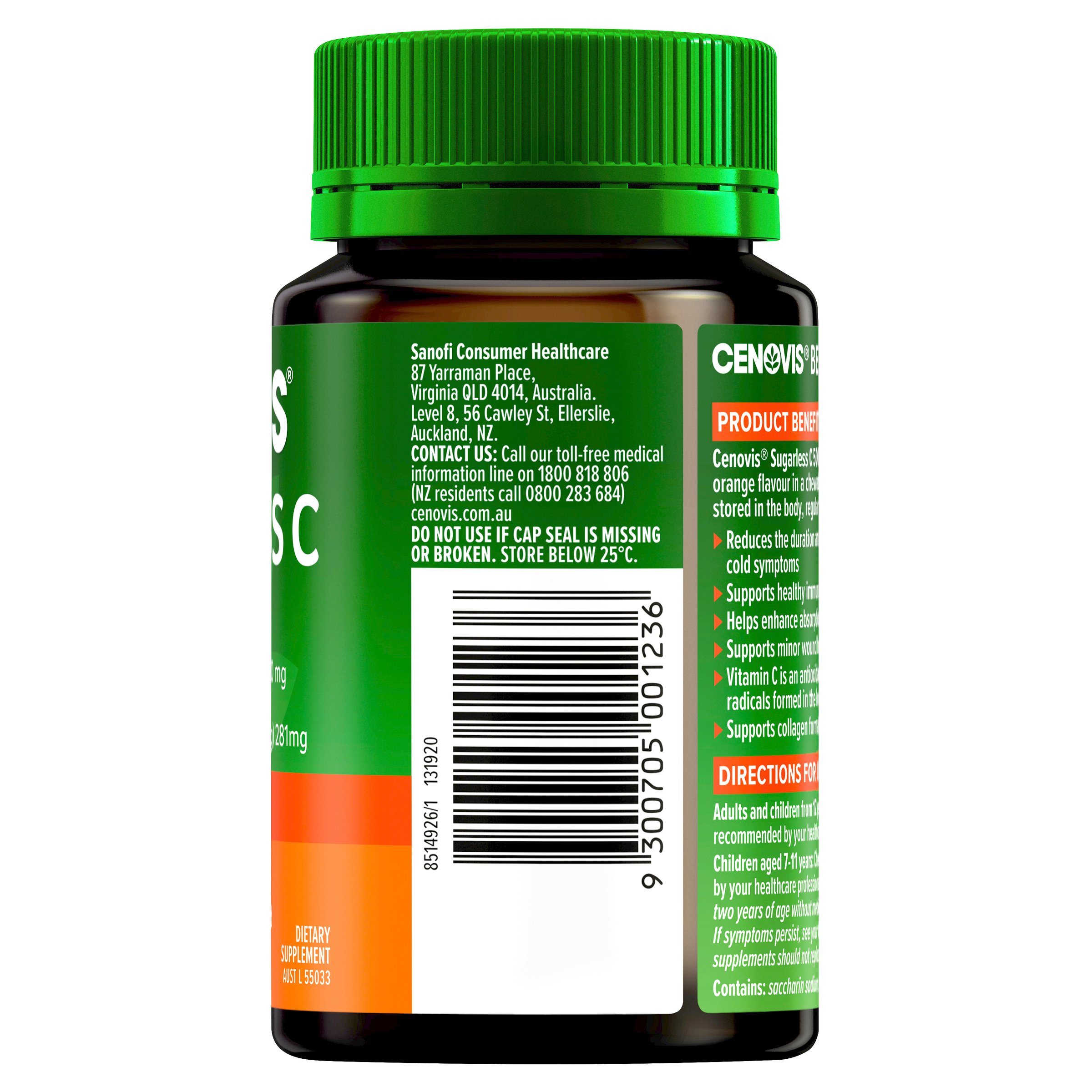 Cenovis Sugarless C 500mg - 100 chewable tablets - Image 2