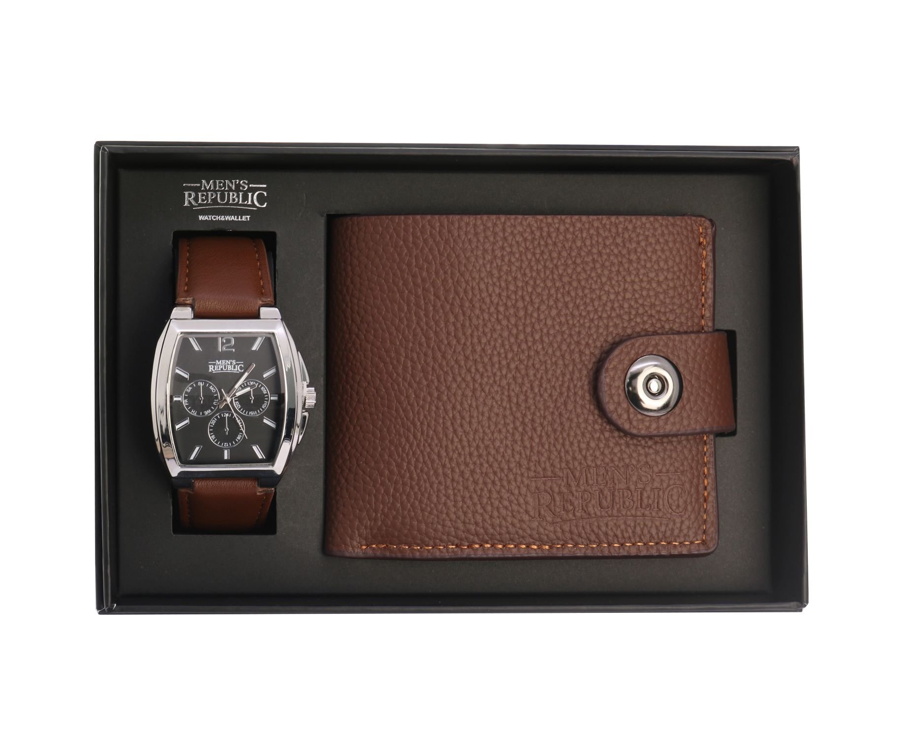 Men's Republic Watch Set With Leather Wallet Brown 1 each - Image 1