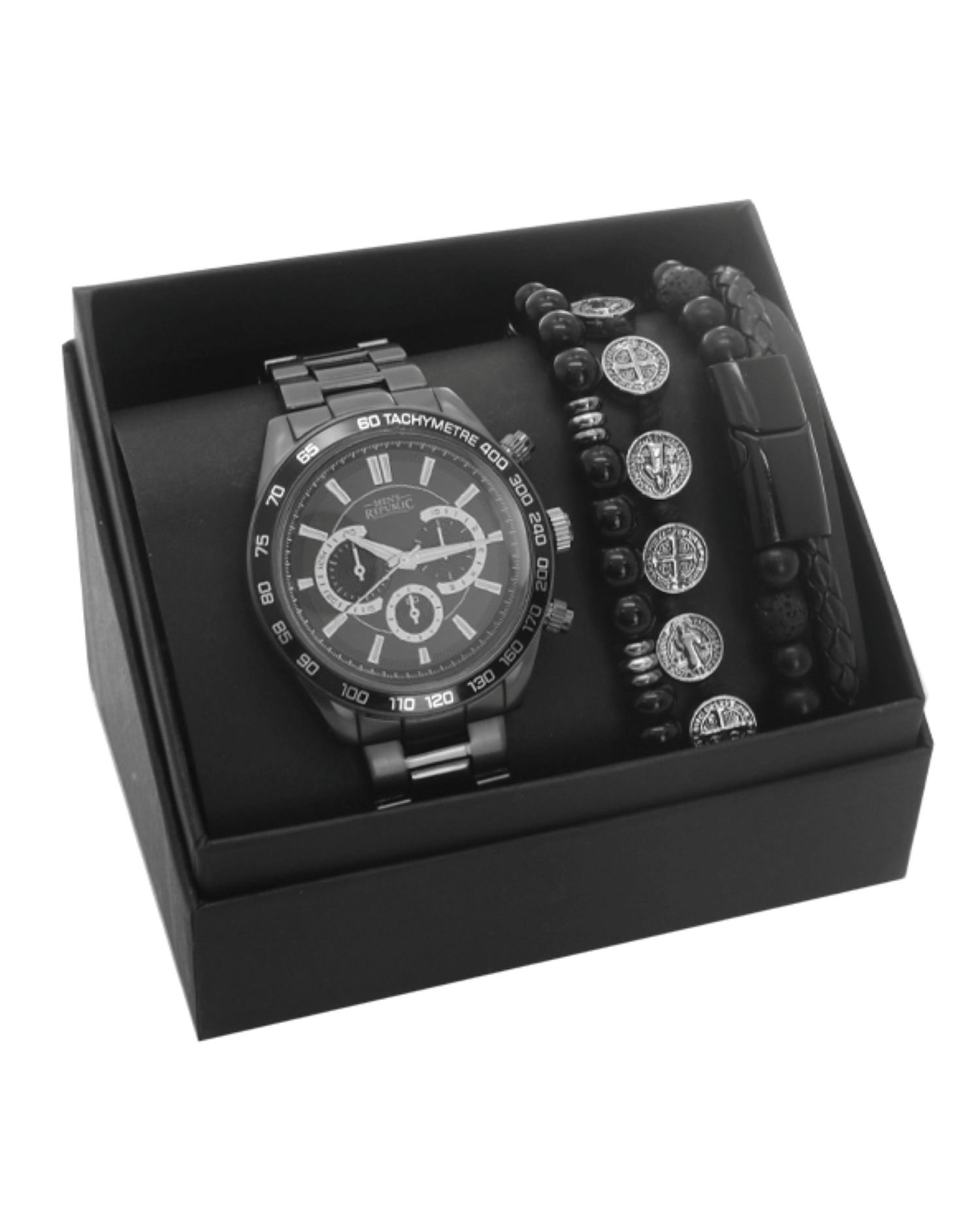 Men's Republic Watch Set With Bracelets Gun Metal 4 piece - Image 2