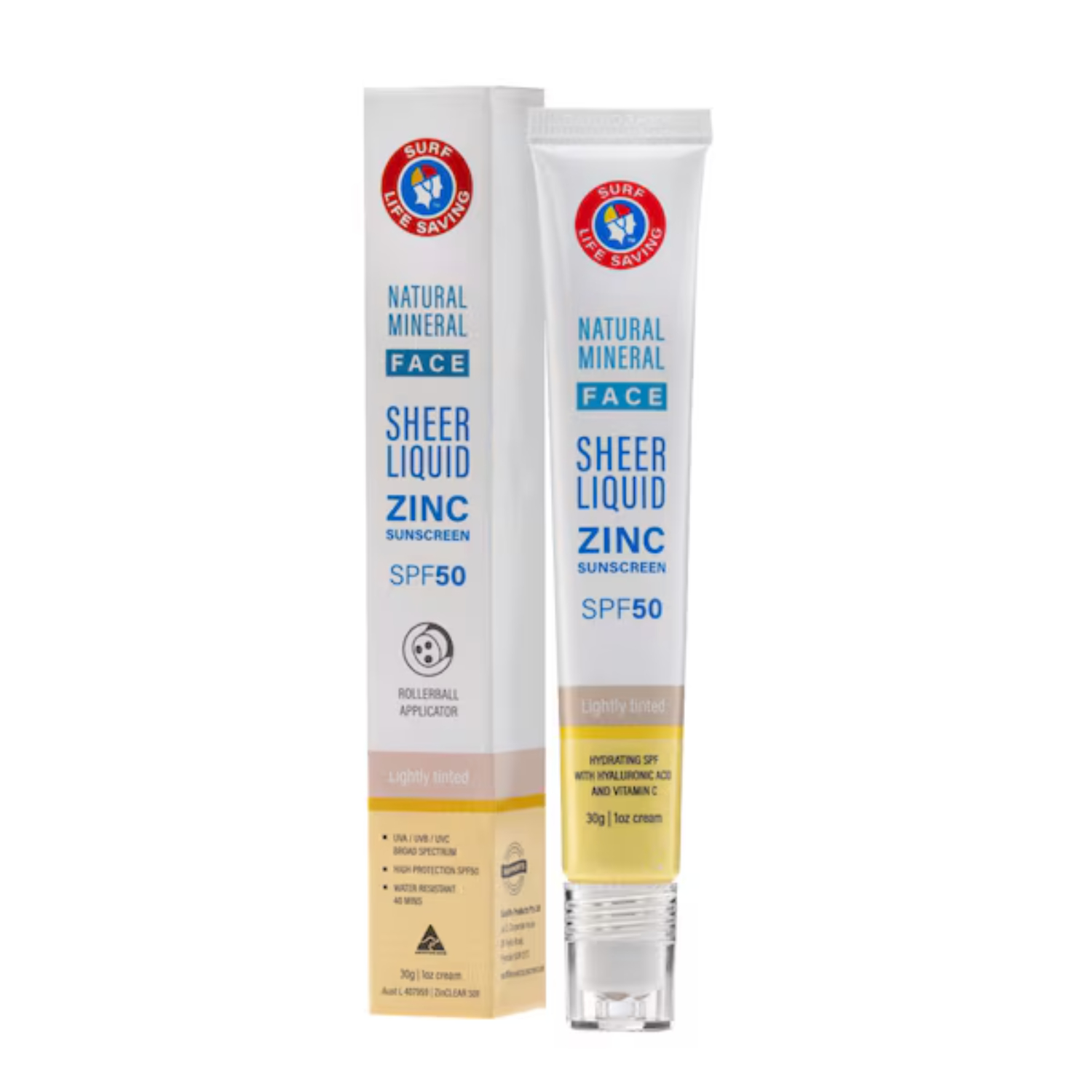 Surf Life Saving Sunscreen Zinc Face SPF50 Roll On - Light Tint 30g