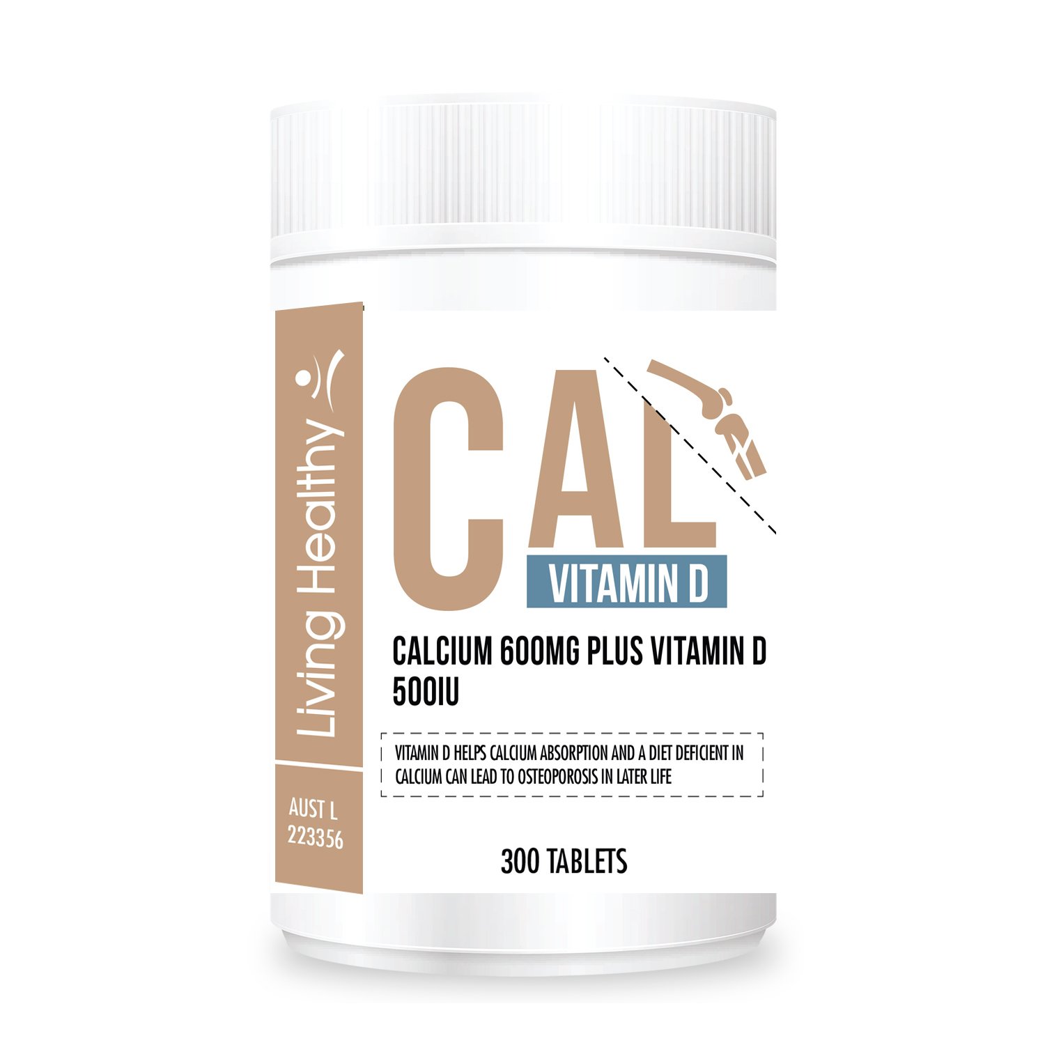 Living Healthy Calcium 600mg + Vitamin D - 300 tablets