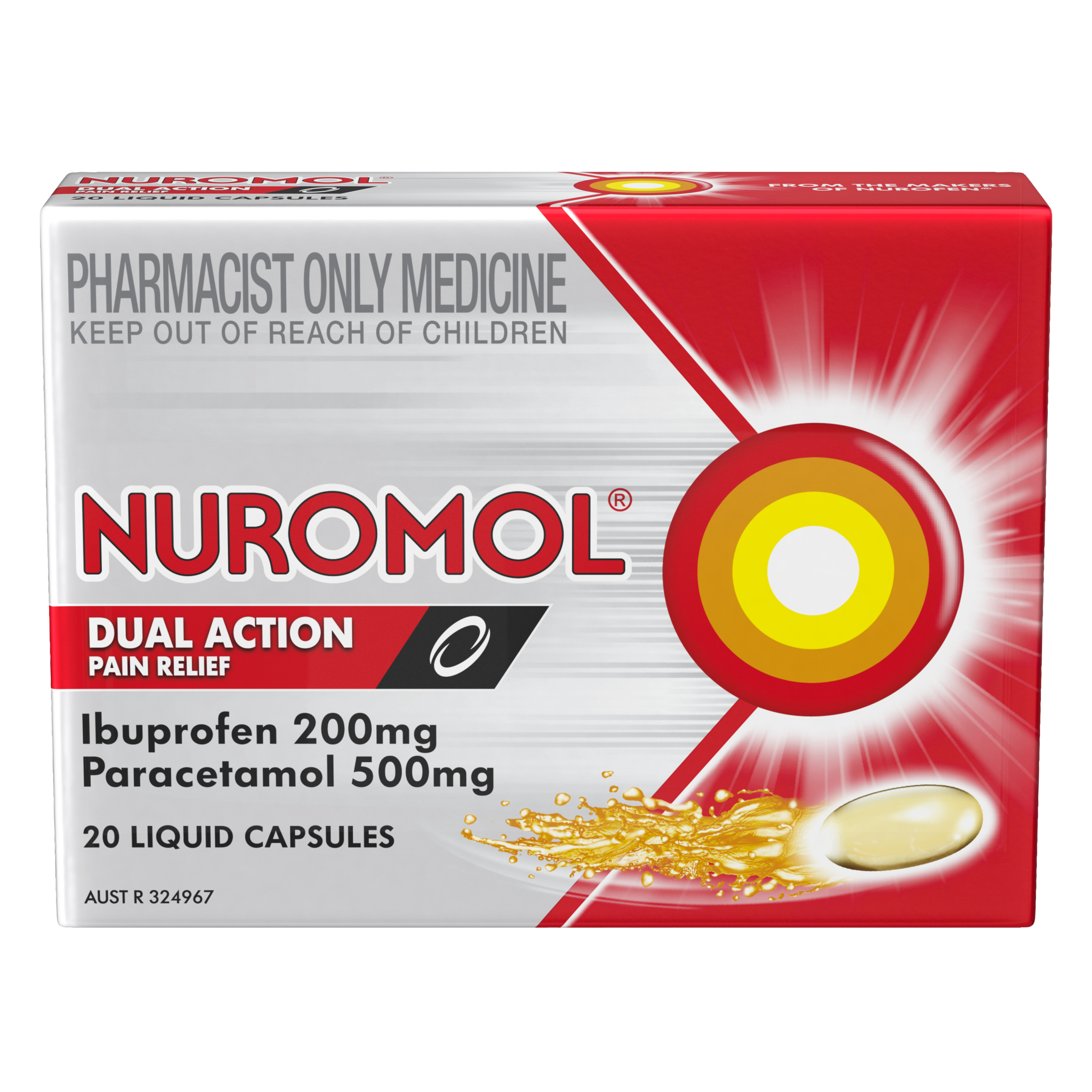 Nuromol Ibuprofen 200mg & Paracetamol 500mg - 20 liquid capsules - Image 1