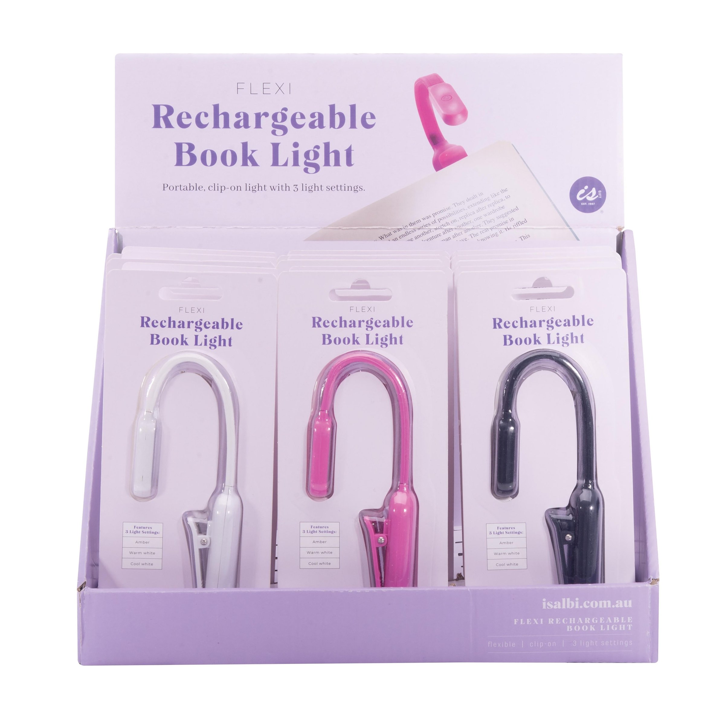 IS Gift Flexi Clip On Rechargeable Book Light Assorted 1 each