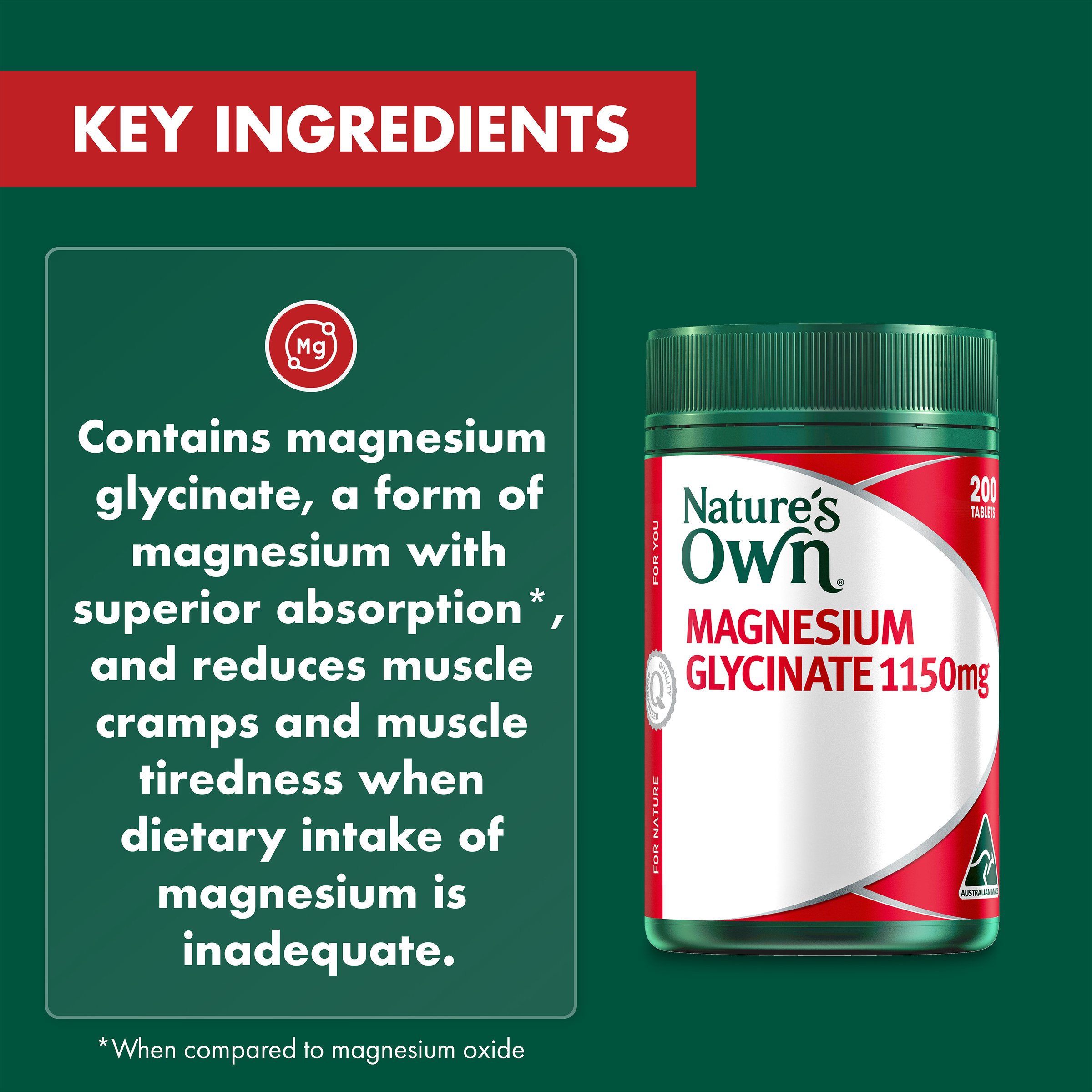 Nature's Own Magnesium Glycinate 1150mg - 200 tablets - Image 8