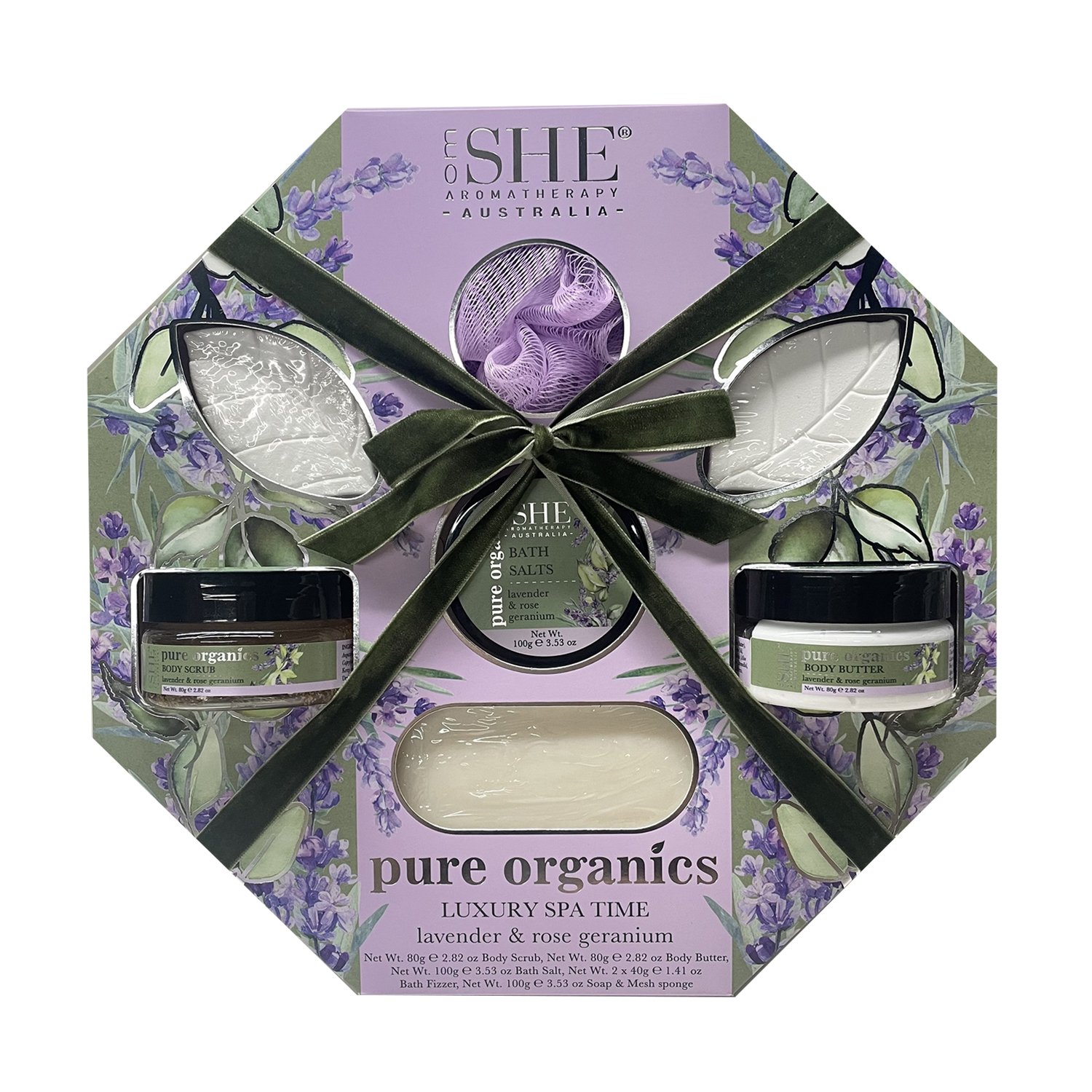 She Aromatherapy Pure Organics Luxury Spa Time Set Lavender & Rose Geranium 1 each