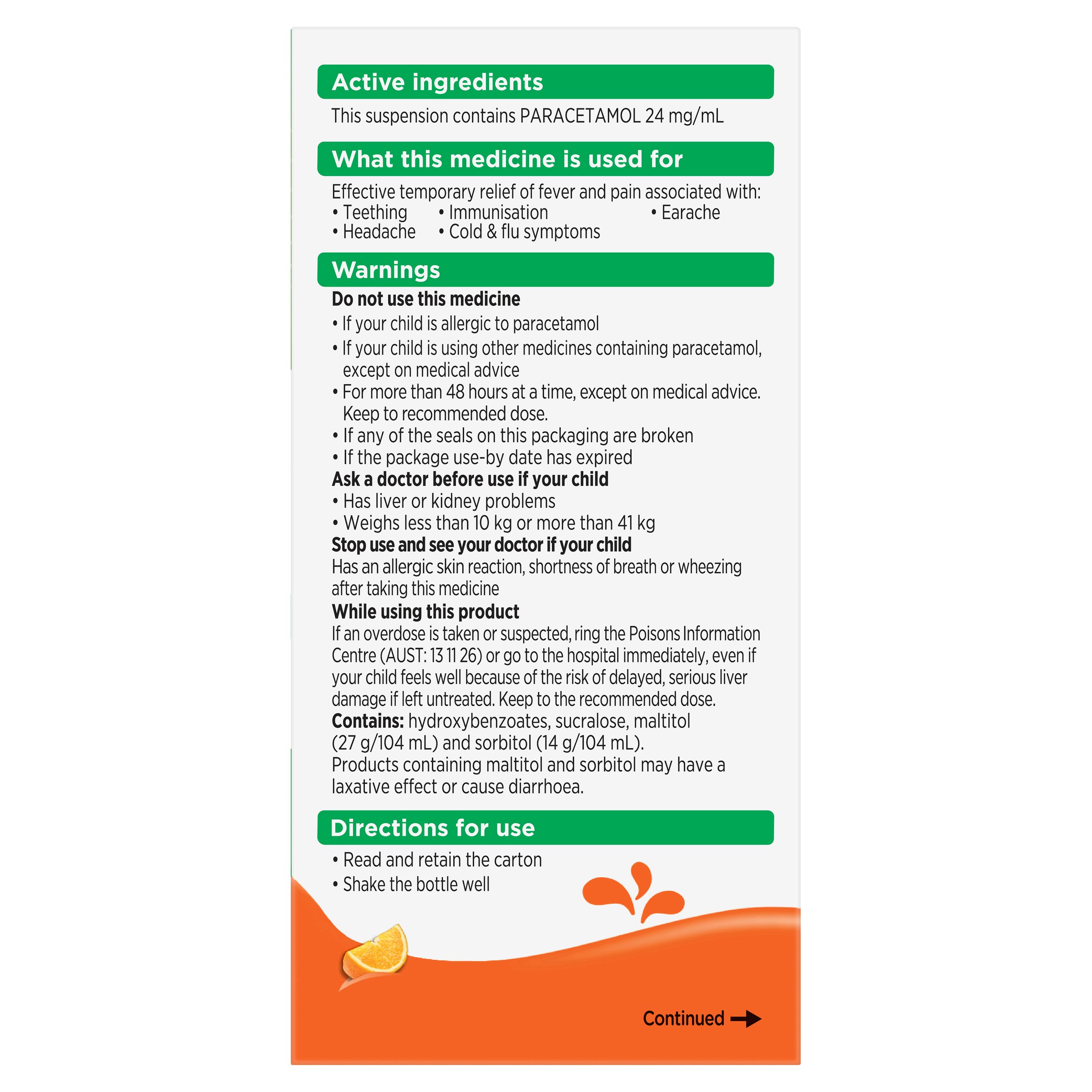 Panadol Children 1-5 Years Colourfree Suspension Orange Flavour 100ml - Image 4