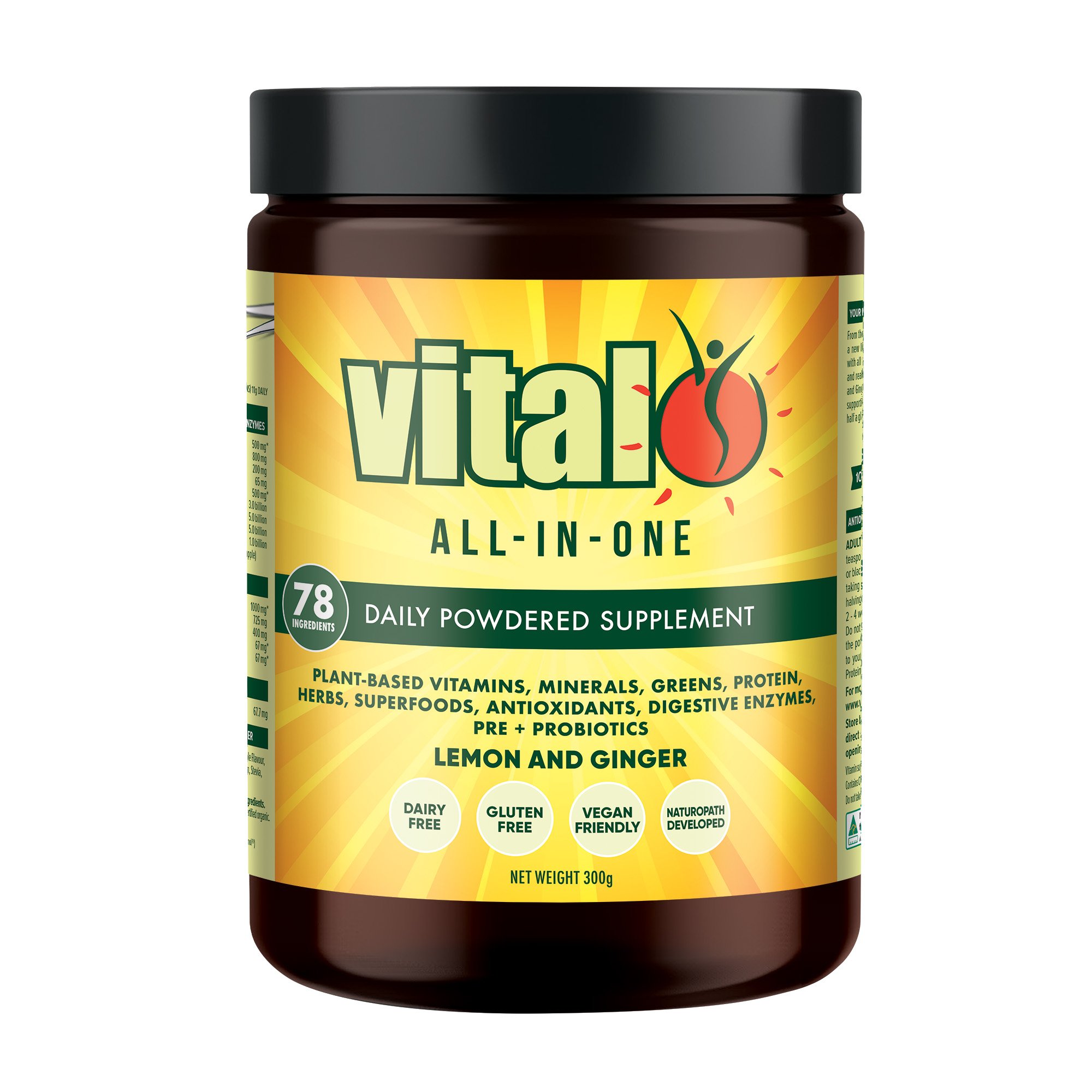 Vital All-In-One Supplement Powder Lemon & Ginger 300g - Image 1