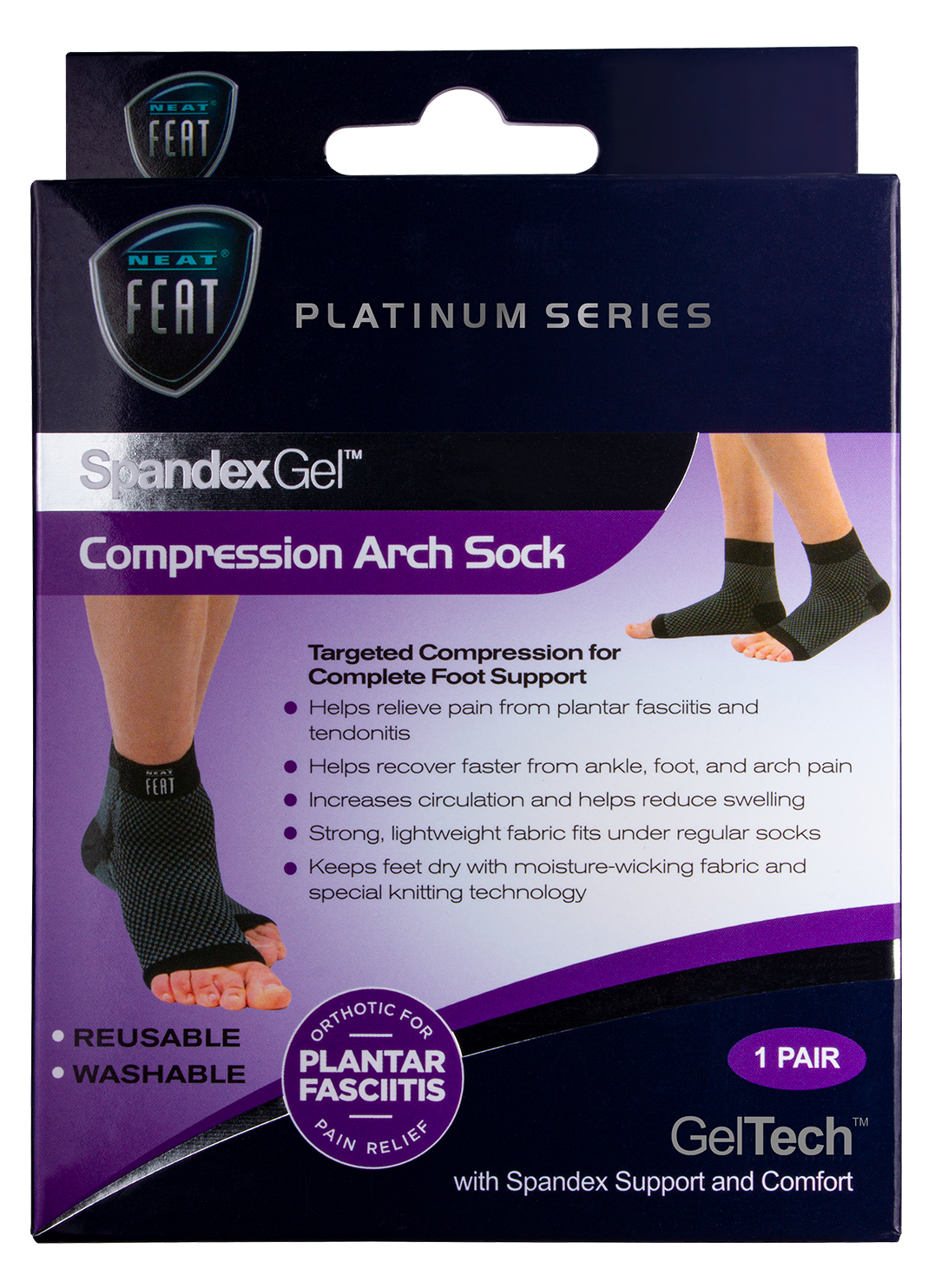 Neat Feat Spandex Gel Compression Arch Sock Medium 1 each