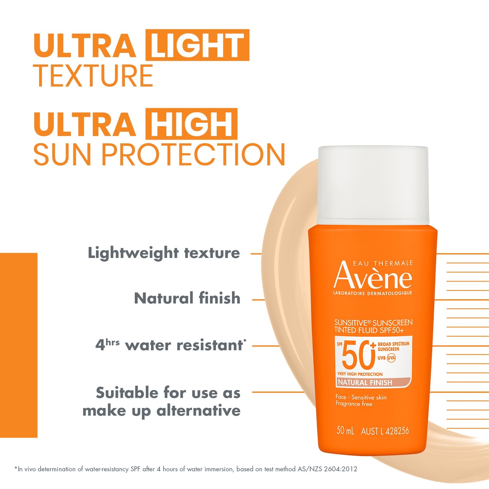 Avene Sunsitive Sunscreen Tinted Fluid SPF 50+ 50ml - Image 4
