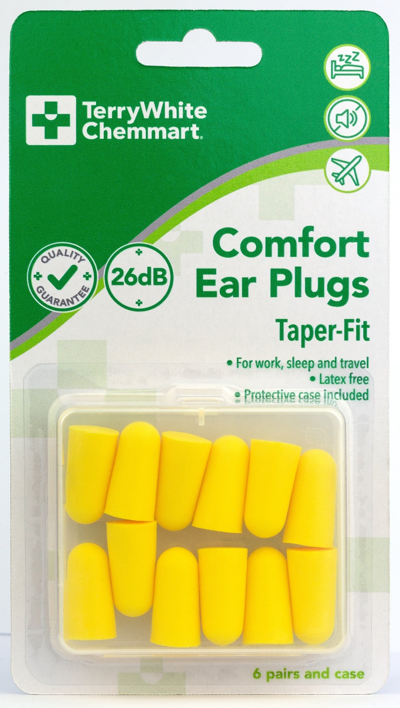 TerryWhite Chemmart Taper-Fit Comfort Ear Plugs 6 pairs