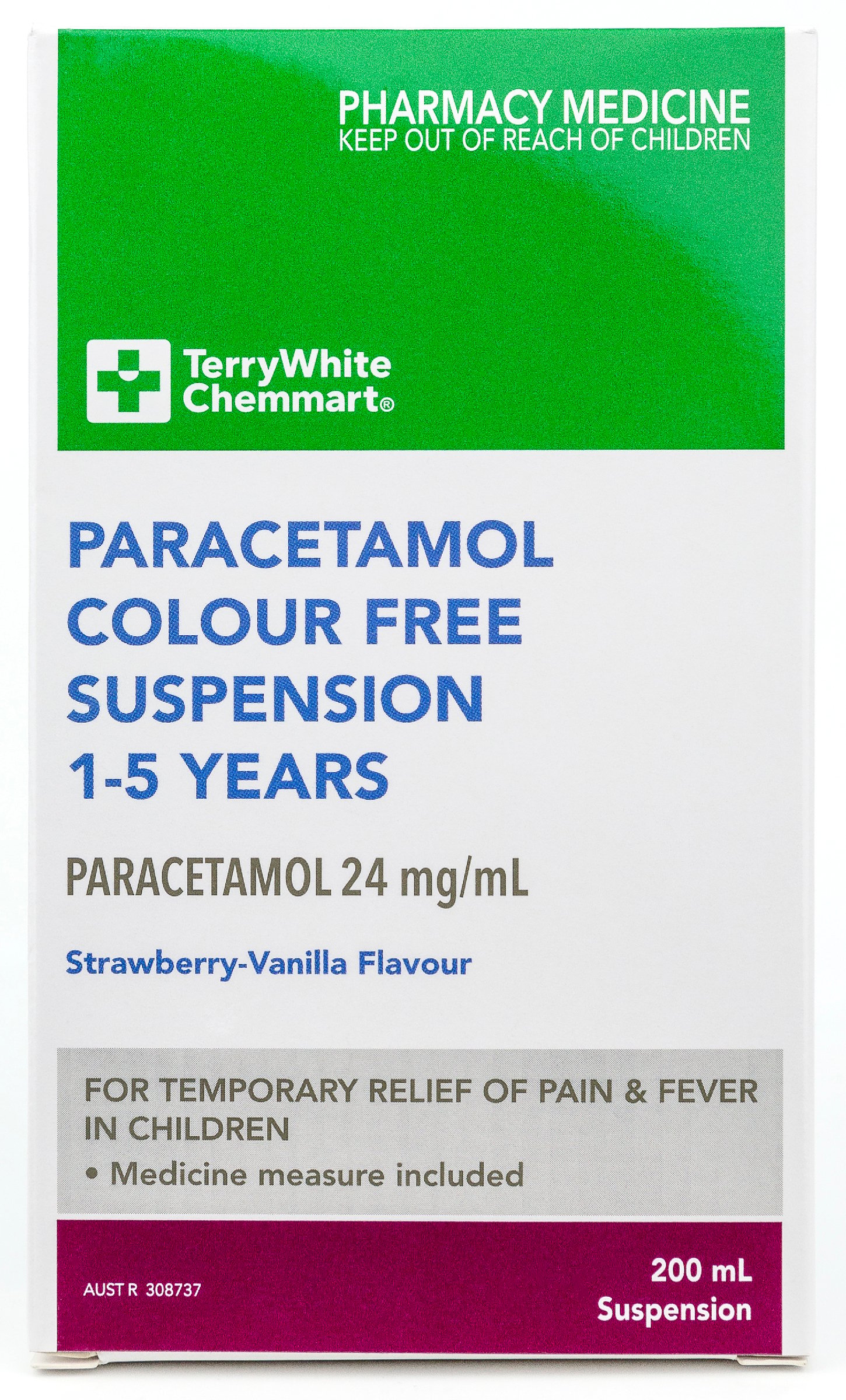 TerryWhite Chemmart Paracetamol Colour Free Suspension 1-5 Years - 200ml