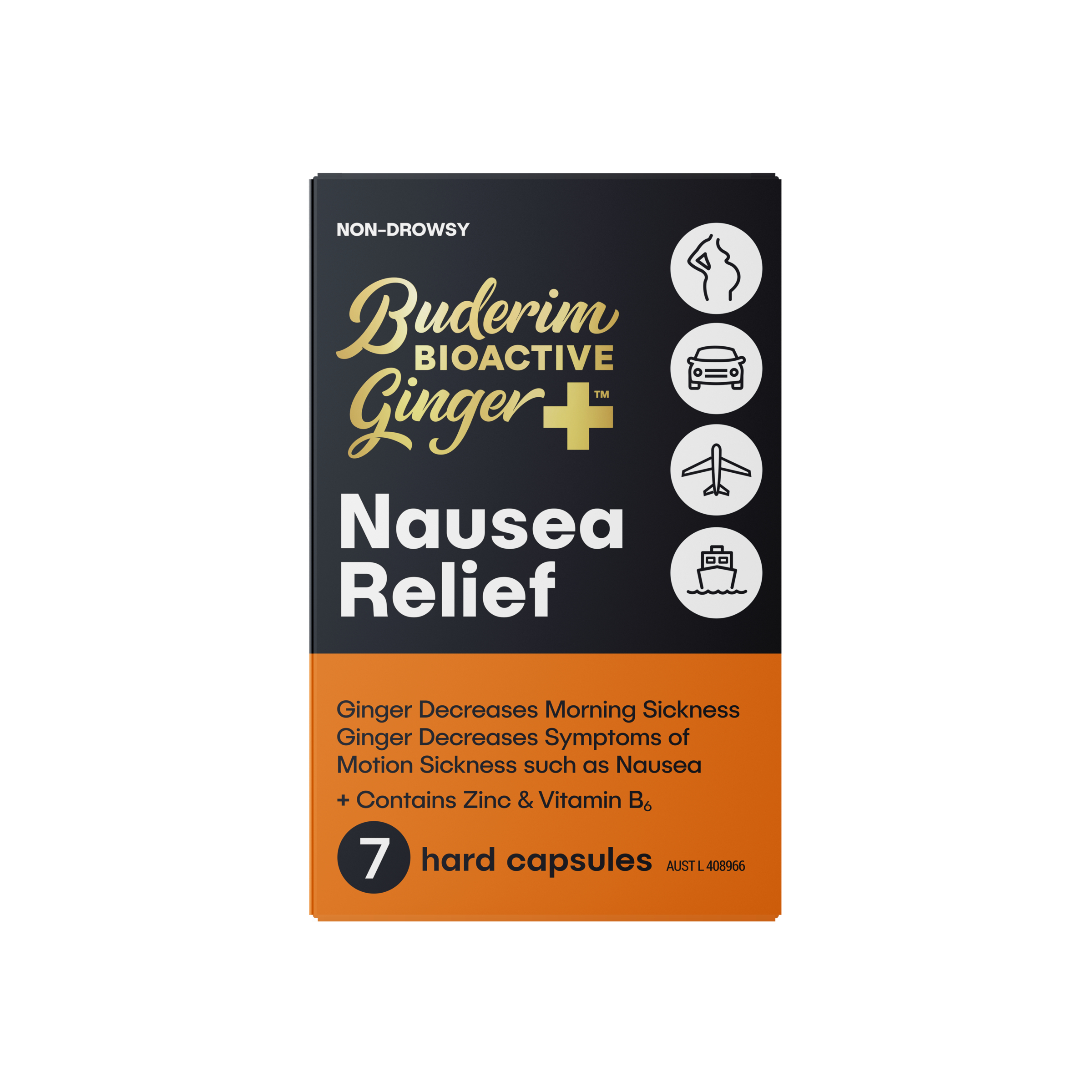 Buderim Bioactive Ginger+ Nausea Relief 7 capsules - Image 1