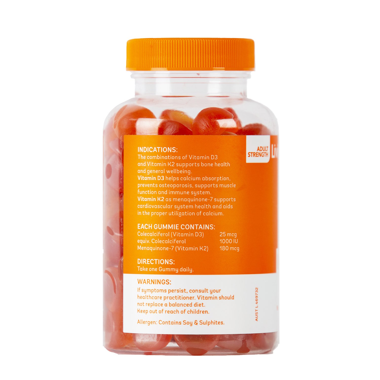 Living Healthy High Strength Gummies D3 & K2 Synergy 60 pastilles - Image 2