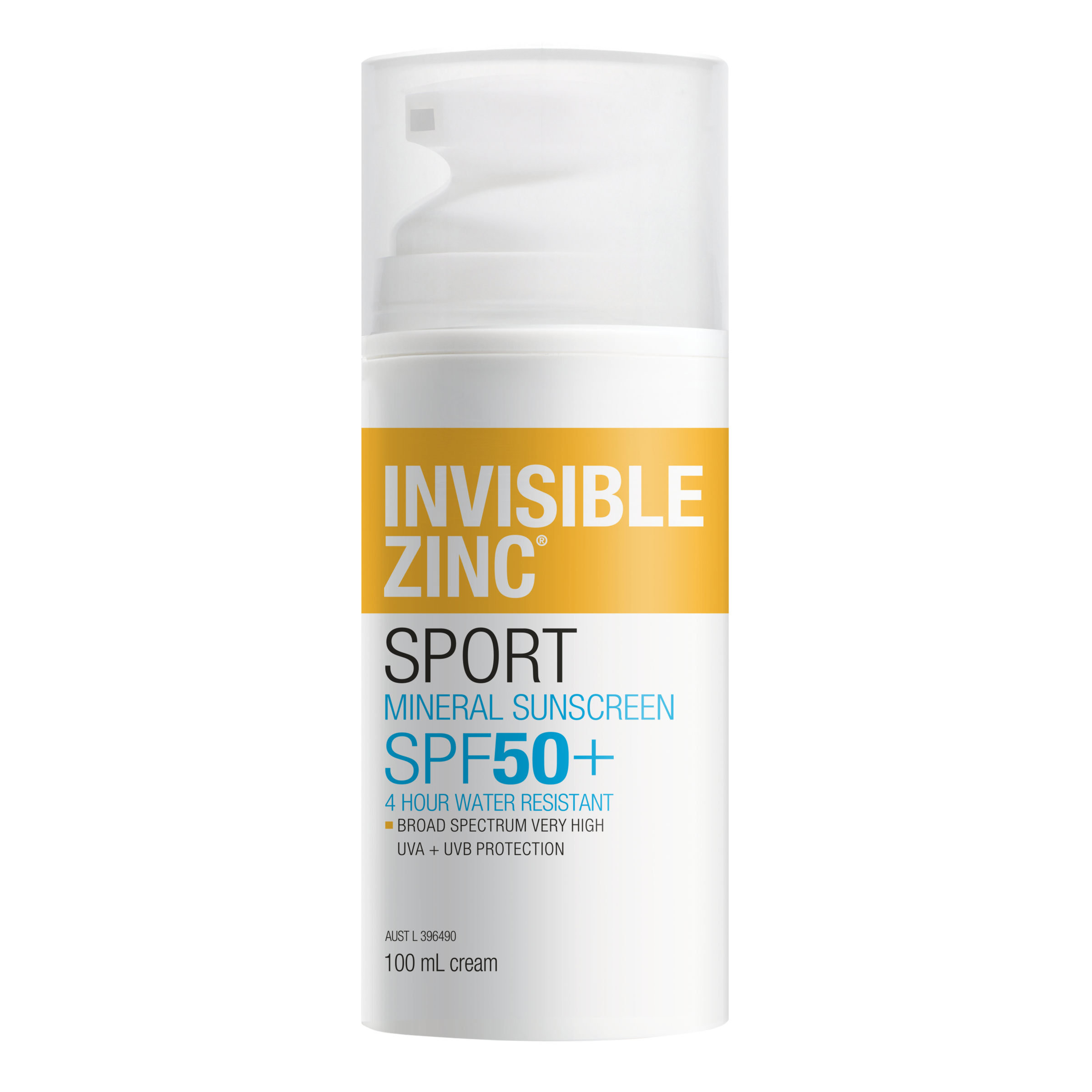 Invisible Zinc Sunscreen 4 Hour Water Resistant Sport SPF50+ - 100ml - Image 1