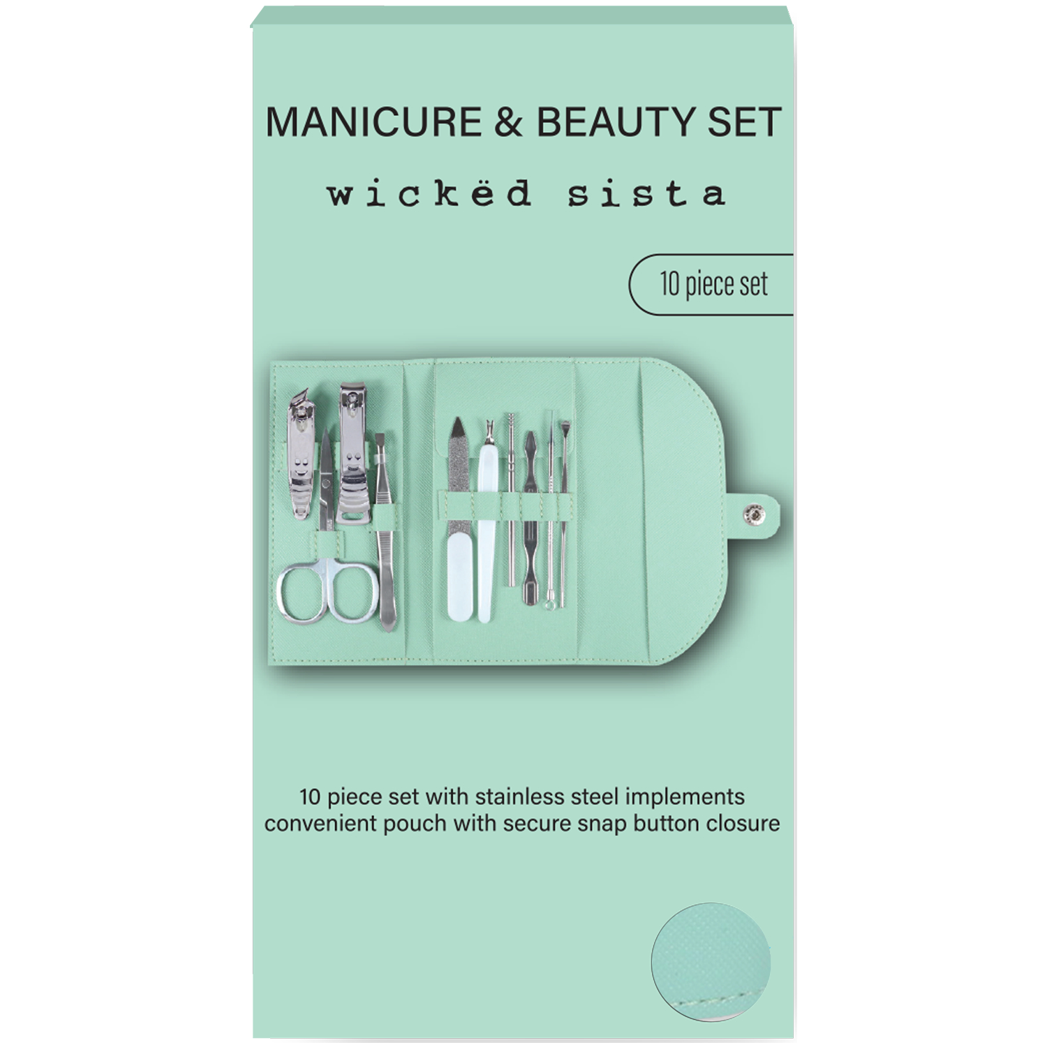 Wicked Sista Boxed Manicure Set Mint 10 piece - Image 1