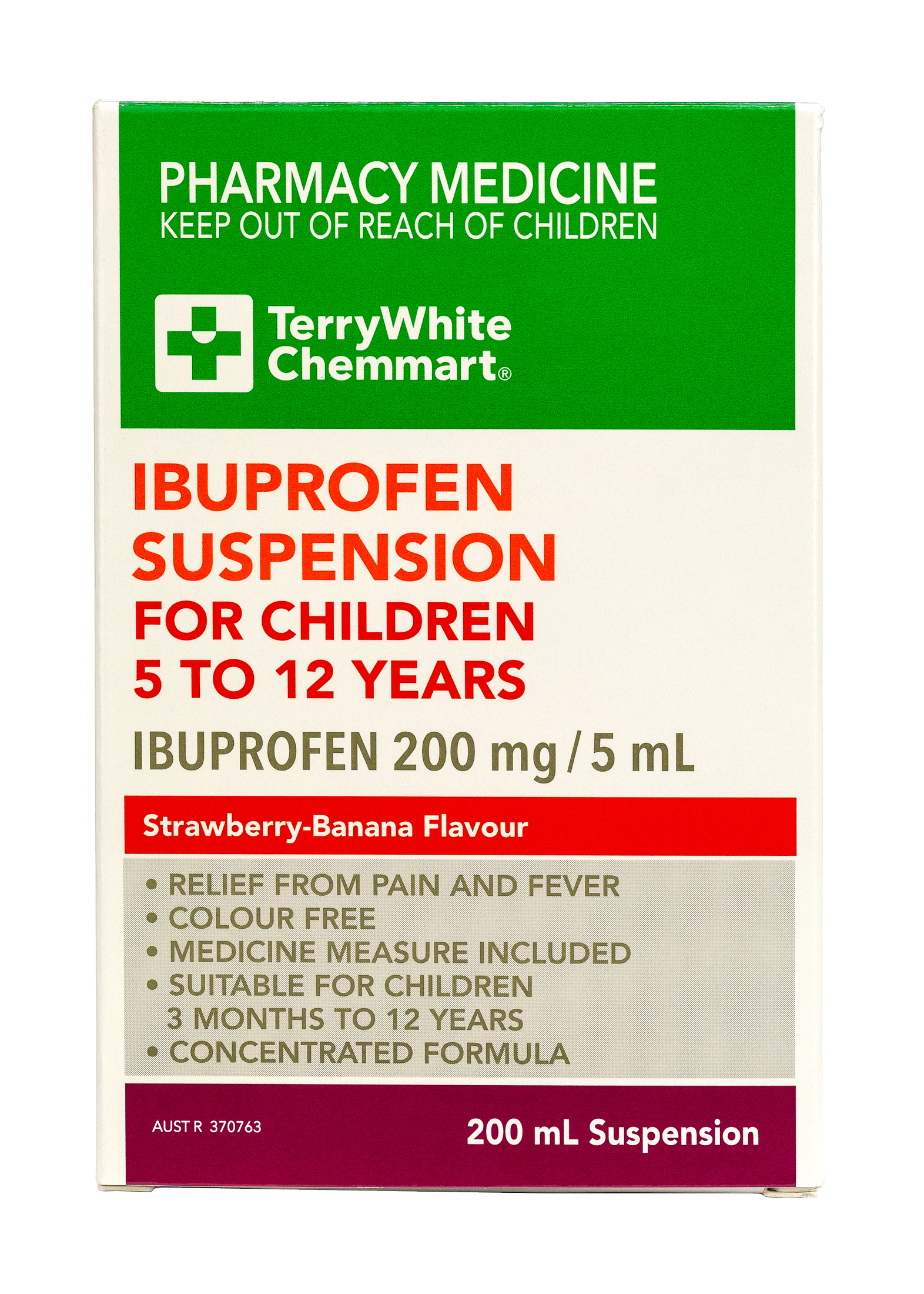 TerryWhite Chemmart Ibuprofen Suspension For Children 5 To 12 Years - 200ml