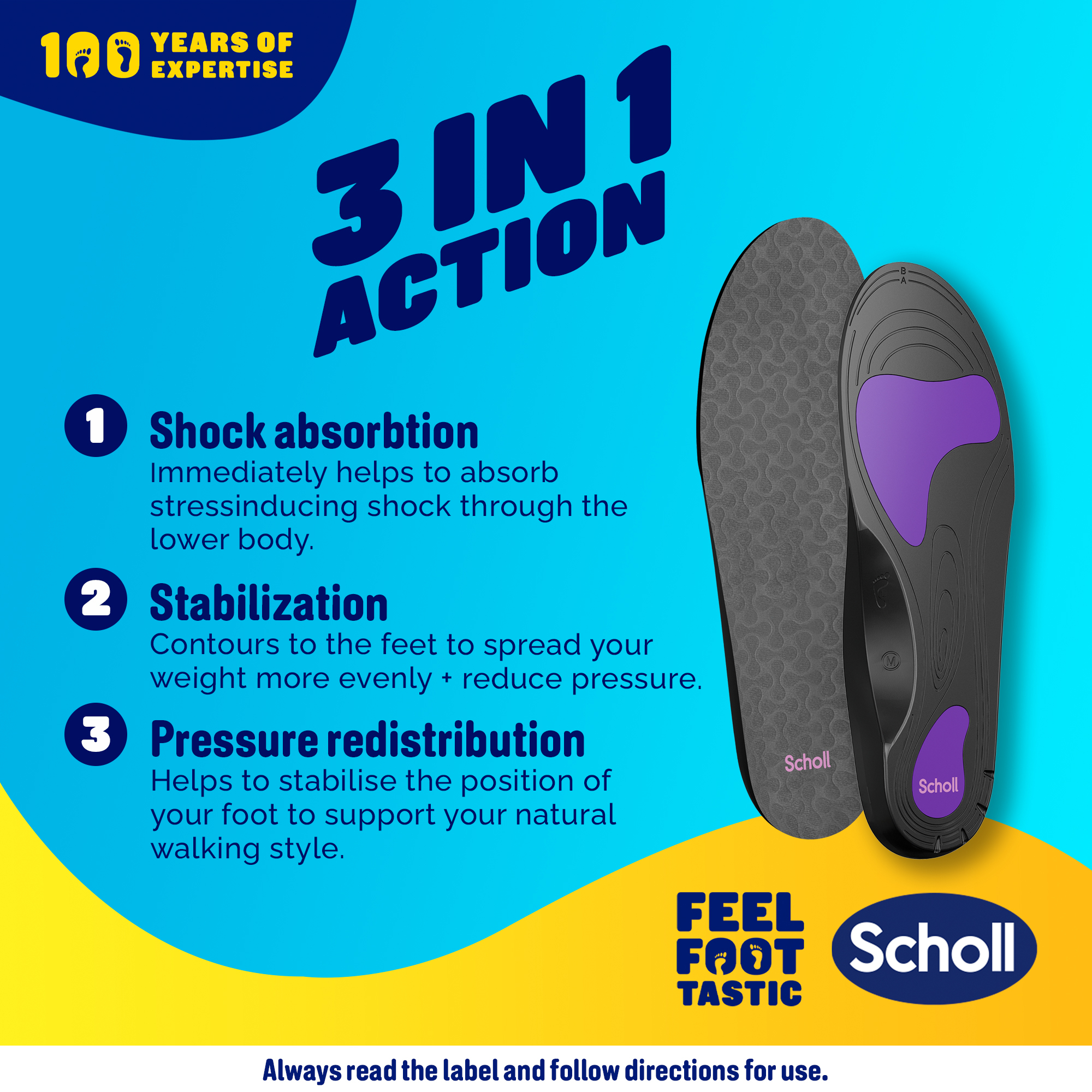 Scholl In Balance Pain Relief Plantar Fasciitis Orthotics Large 1 pair - Image 3