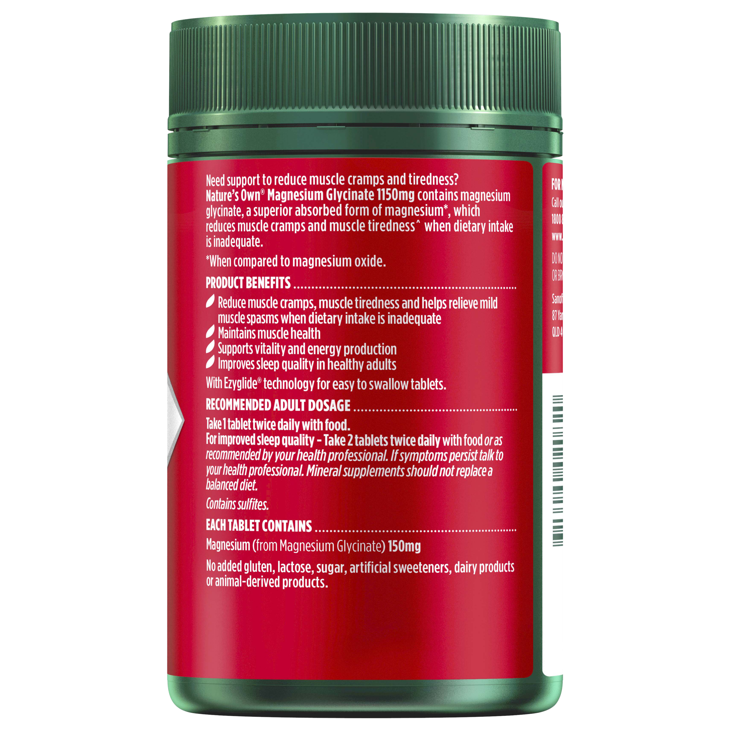 Nature's Own Magnesium Glycinate 1150mg - 200 tablets - Image 2