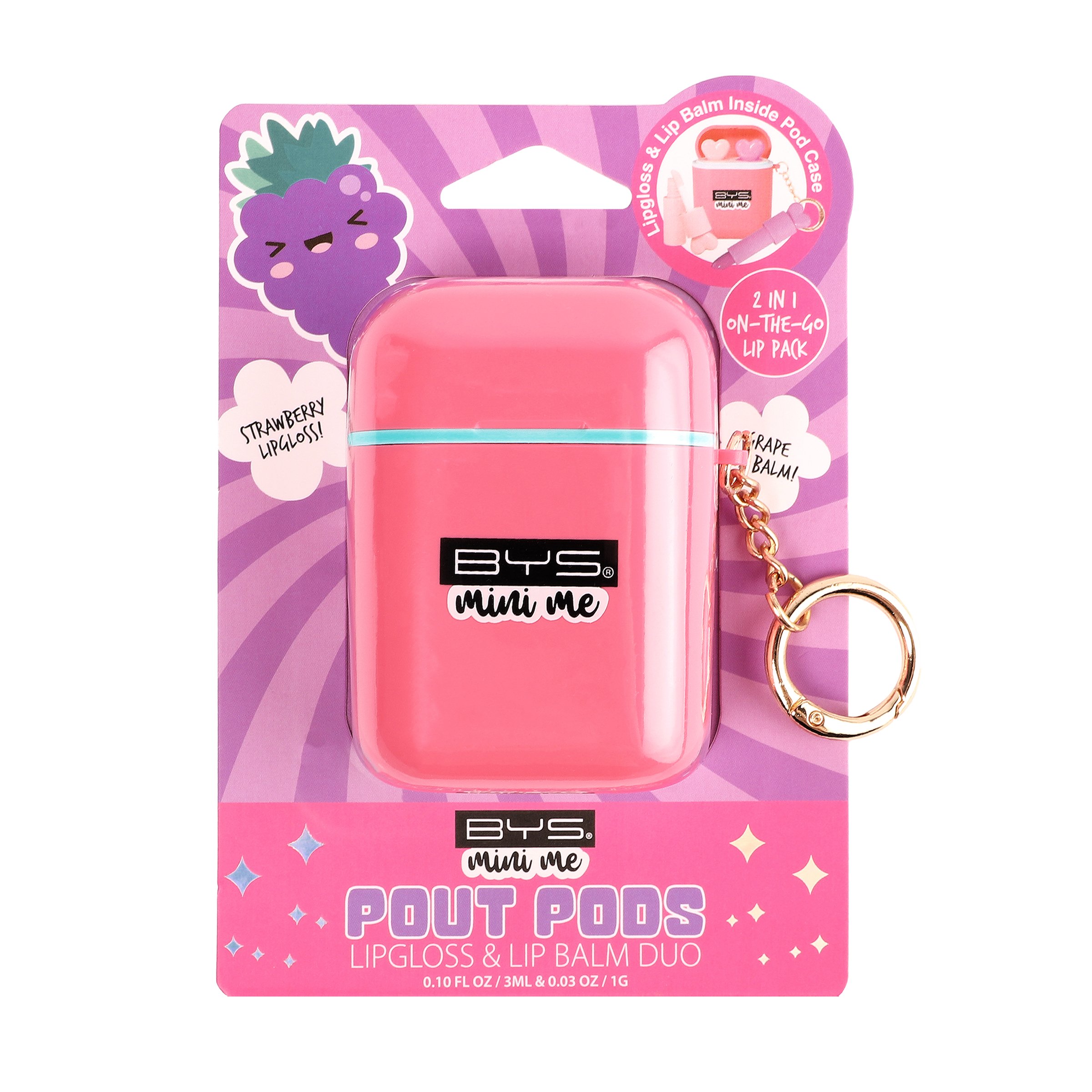 BYS Mini Me Pout Pods Lip Gloss & Lip Balm Duo Pink 2 piece - Image 1