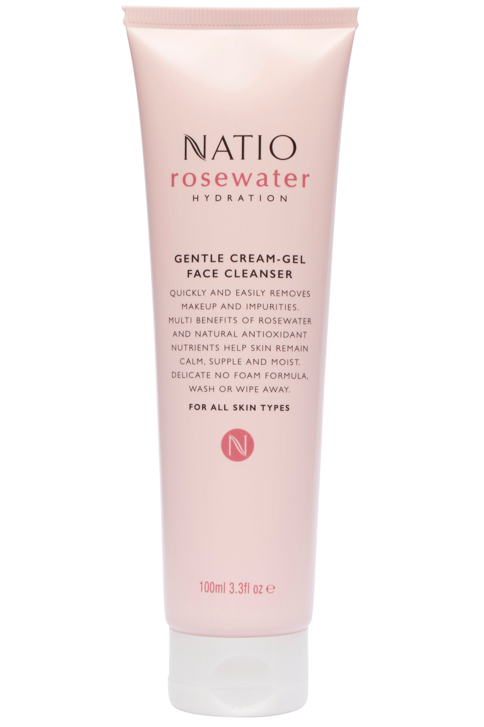 Natio Rosewater Hydartion Gentle Cream Gel Cleanser 100ml - Image 1