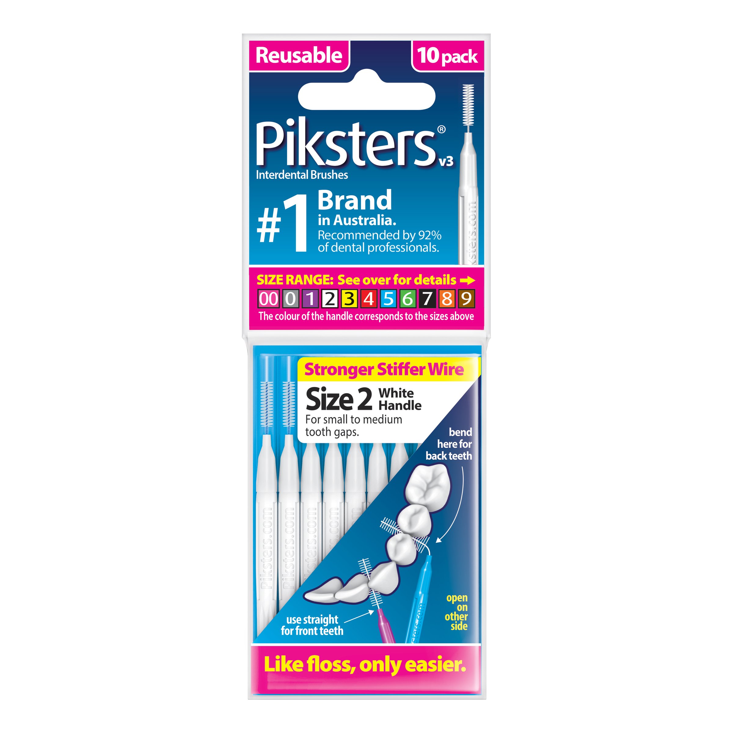 Piksters Interdental Brush Size 2 White 10 pack - Image 1