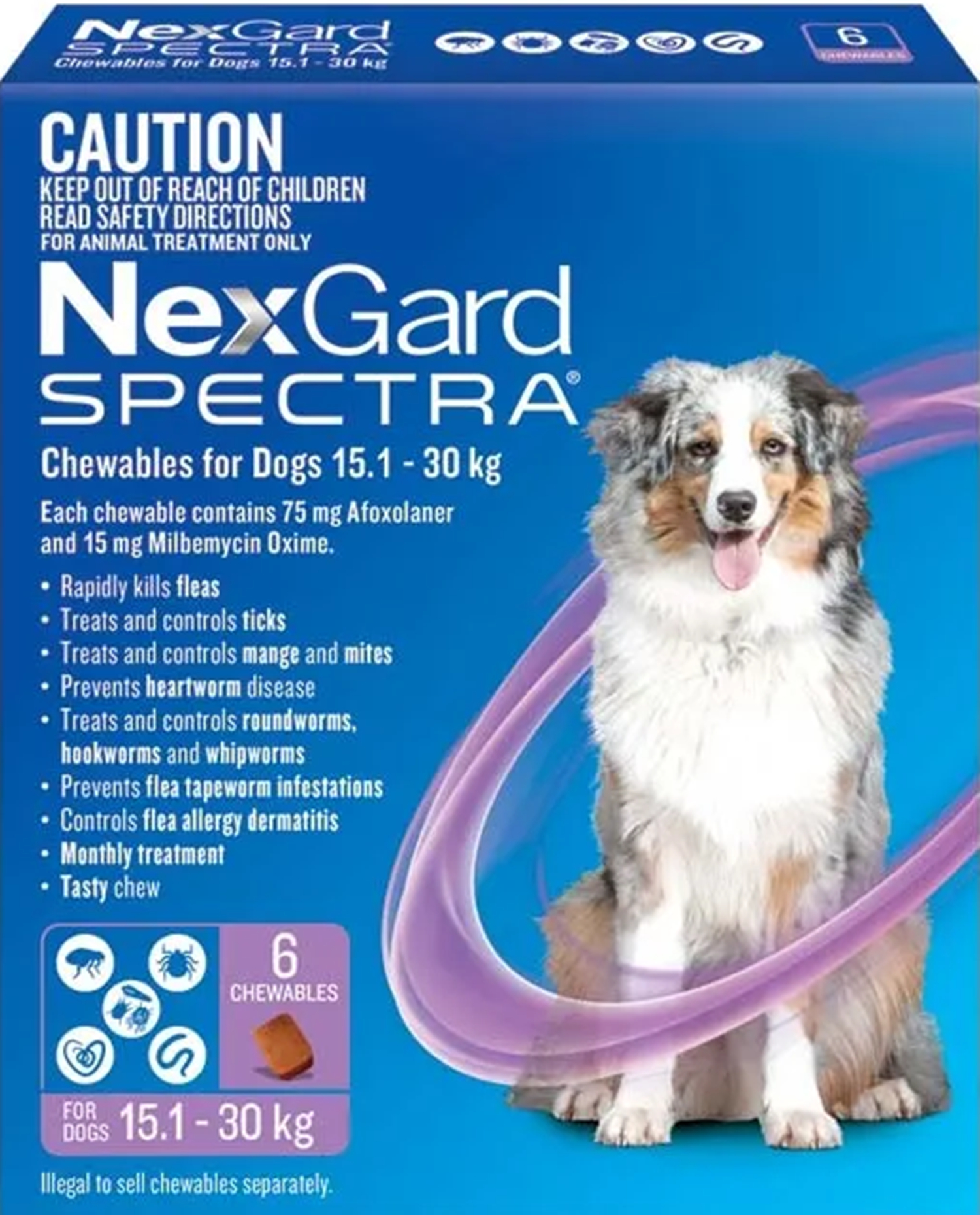 NexGard Spectra For Dogs 15.1-30kg - 3 chewable tablets