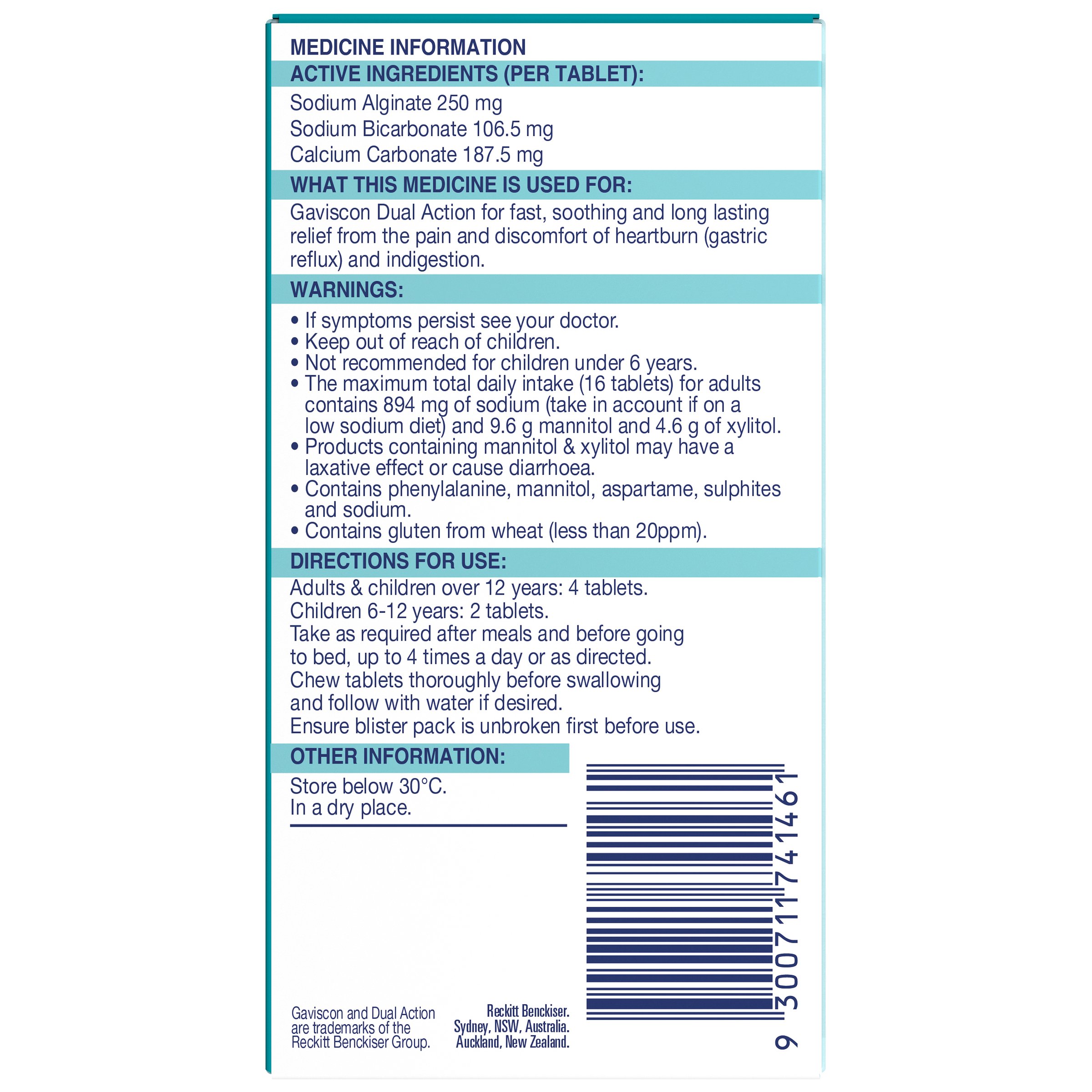 Gaviscon Dual Action Mixed Berry 48 chewable tablets - Image 2