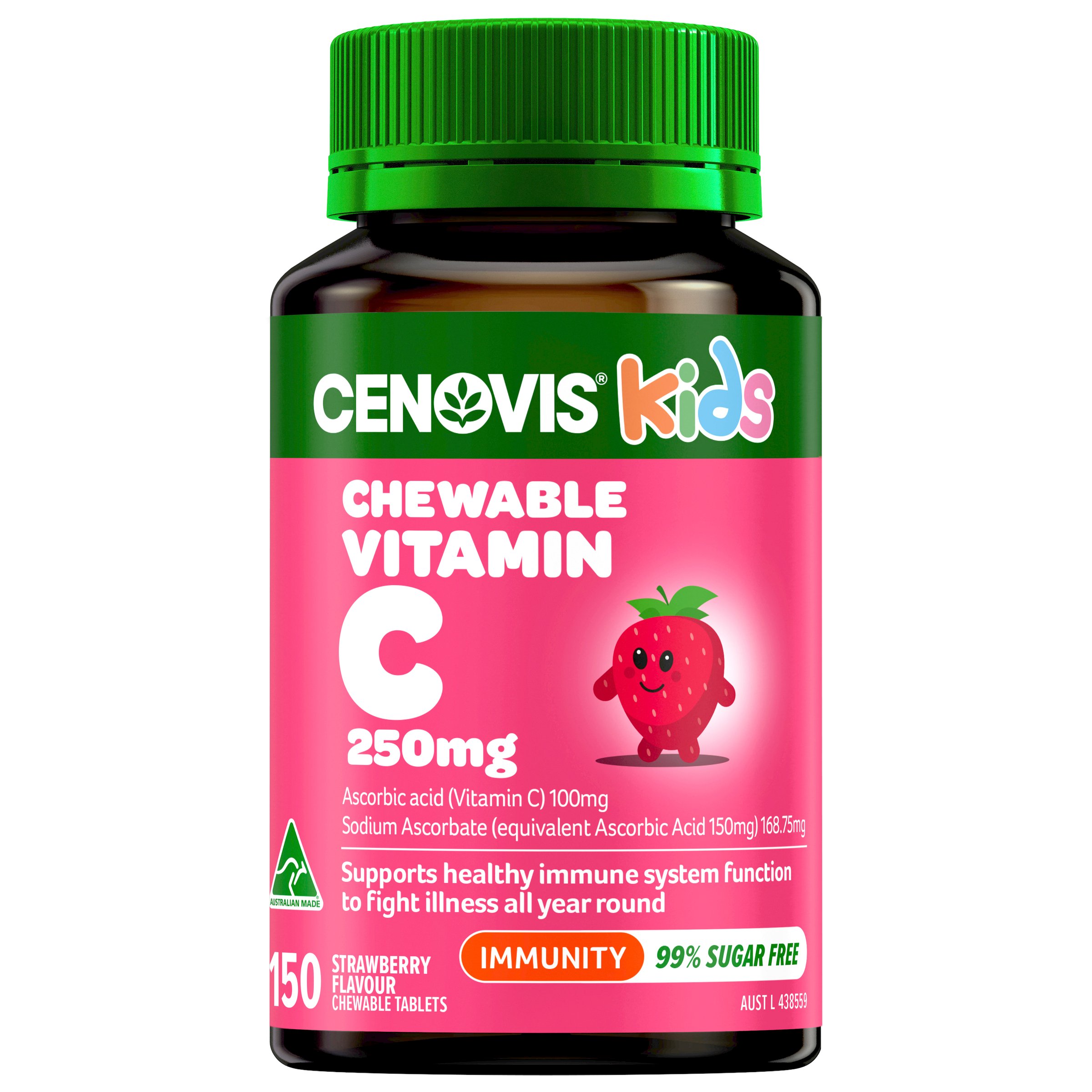 Cenovis Kids Chewable Vitamin C 250mg Strawberry 150 tablets - Image 1