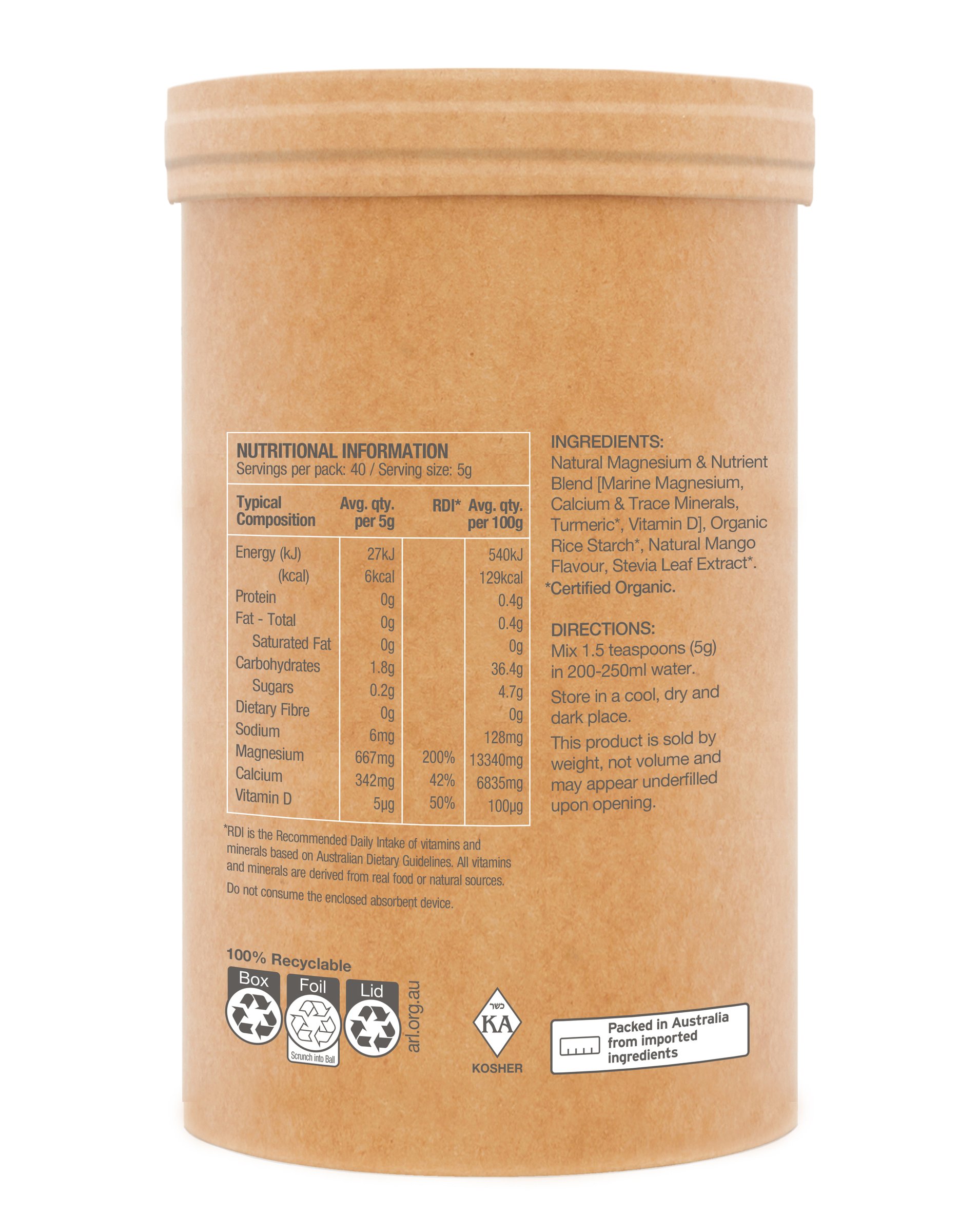 Amazonia Raw Real Food Nutrients Magnesium Mango 200g - Image 2