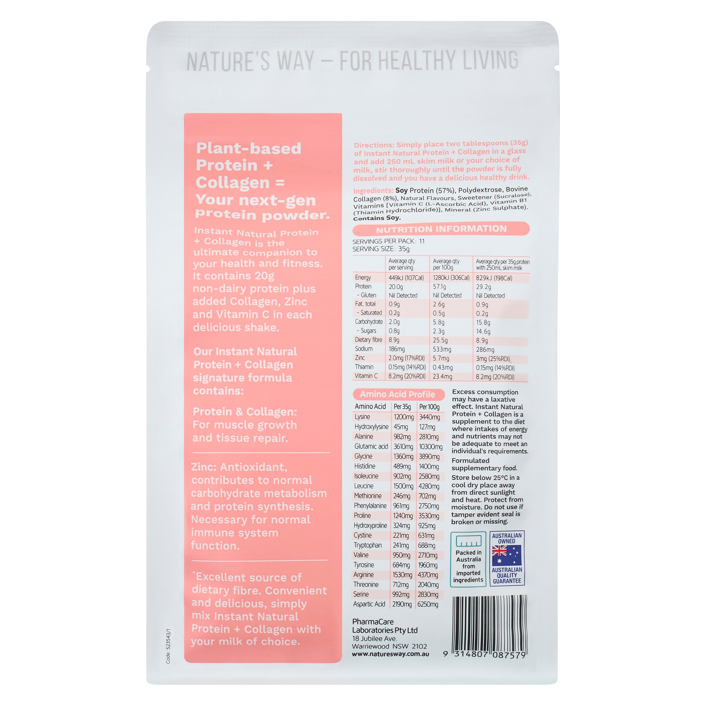 Nature's Way Instant Natural Protein + Collagen 400g - Image 2