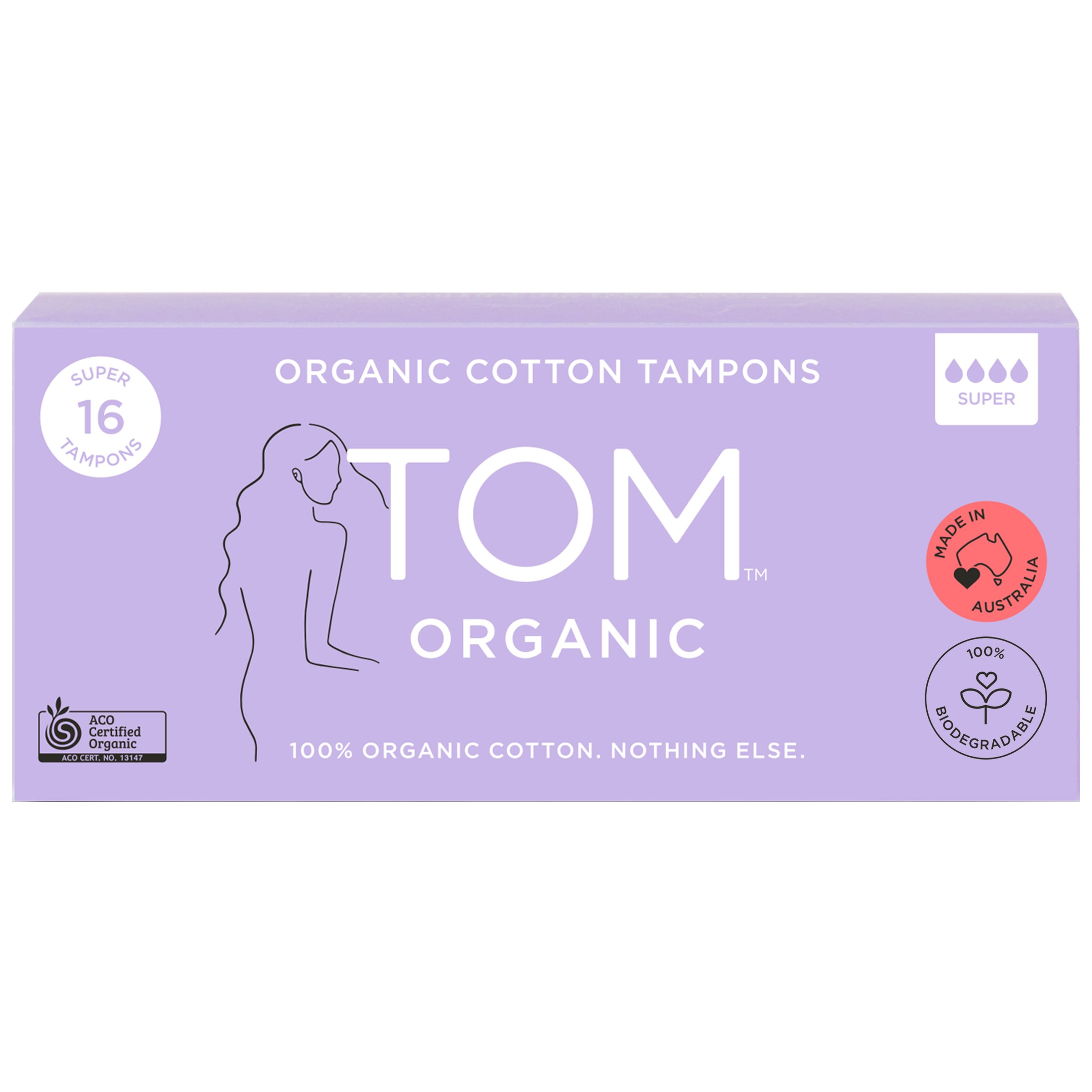 Tom Organic Tampons Super 16 pack - Image 1