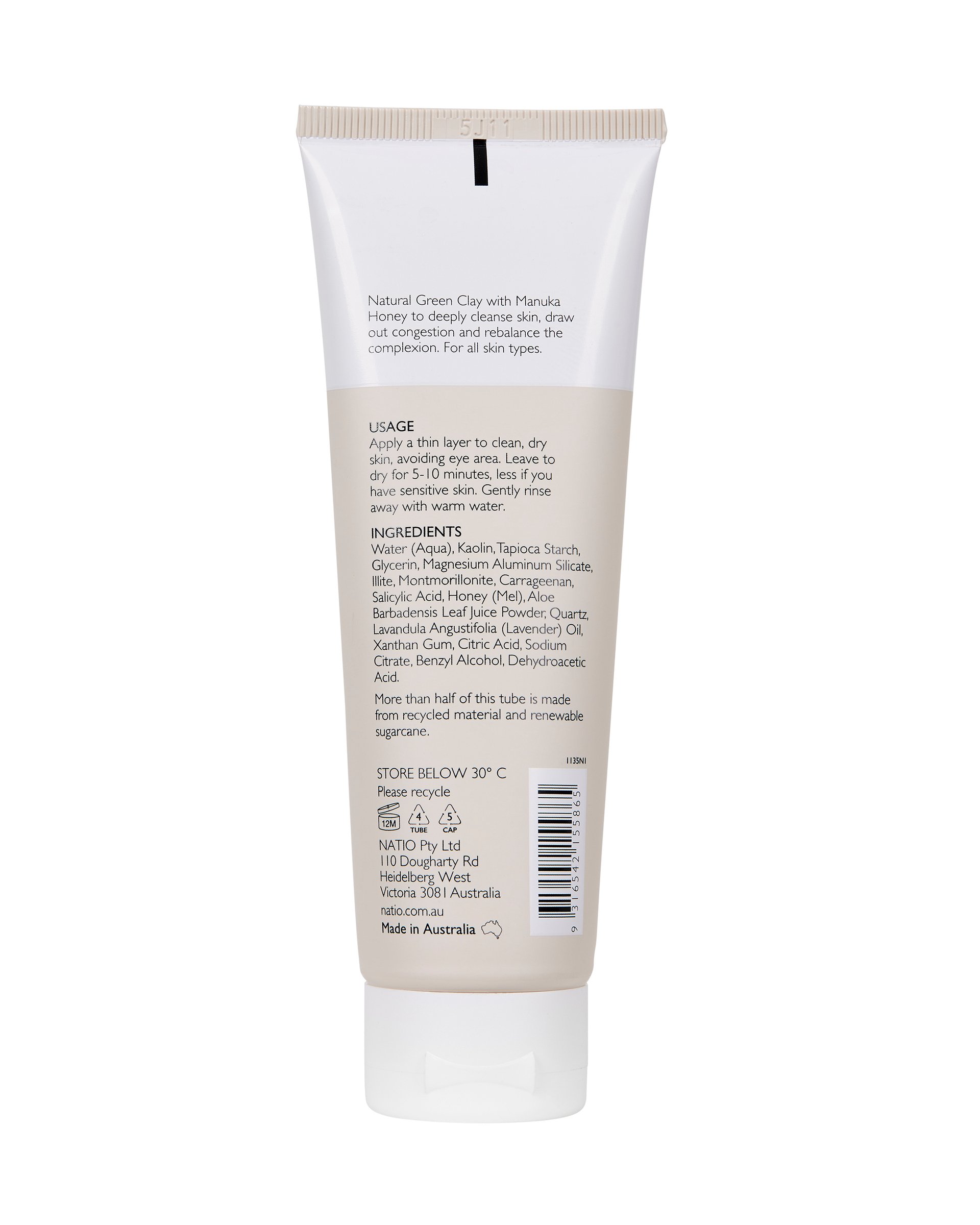 Natio Green Clay & Manuka Honey Face Mask 100g - Image 2