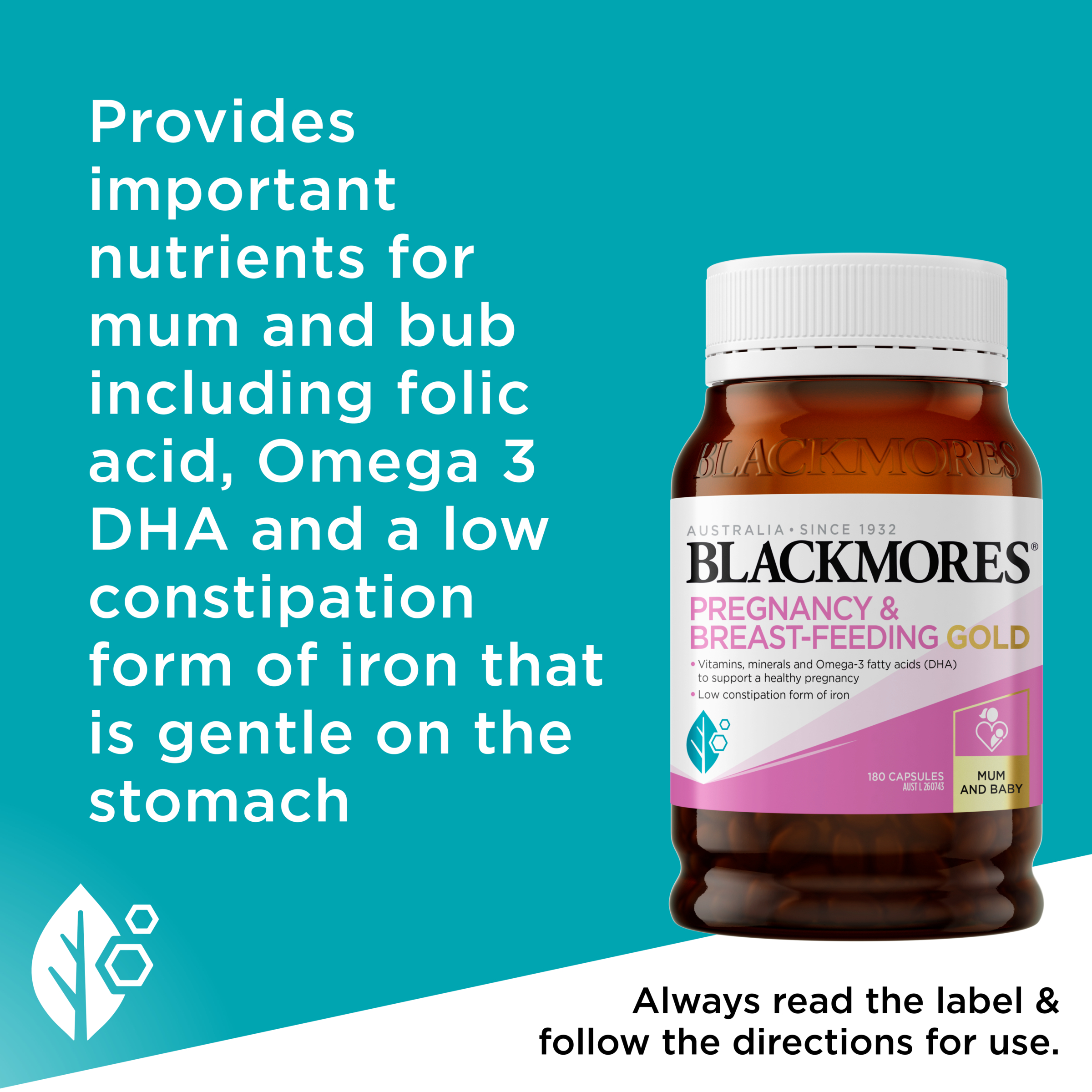 Blackmores Pregnancy & Breast-Feeding Gold 180 capsules - Image 6