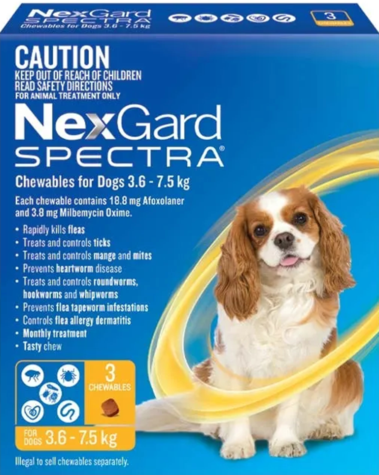 NexGard Spectra For Dogs 3.6-7.5kg - 3 chewable tablets